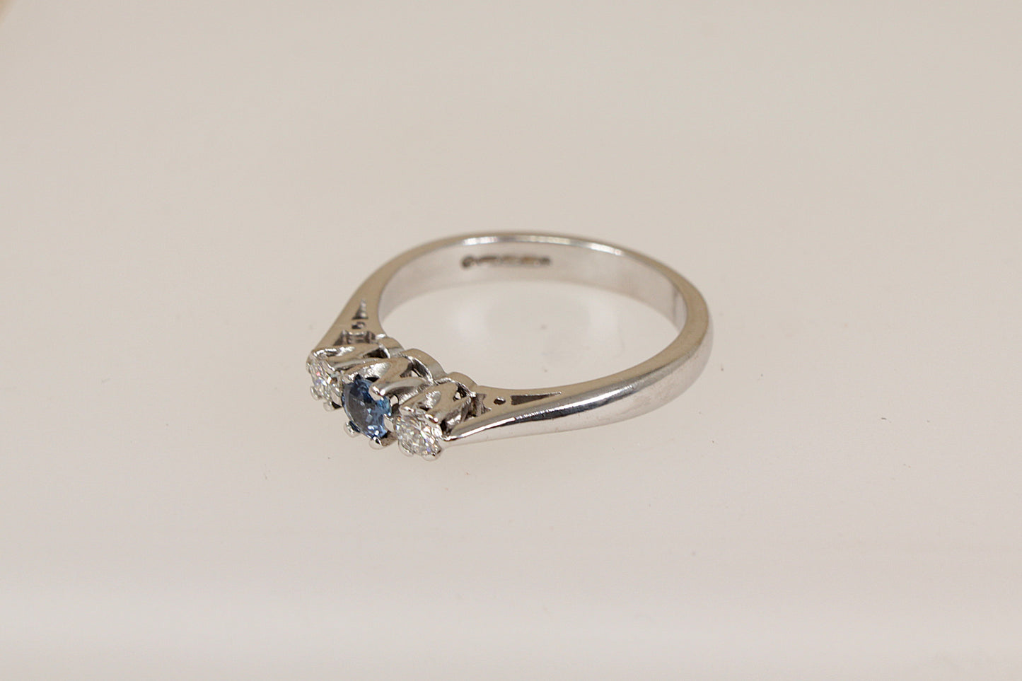 Classic 18ct White Gold Sapphire & Diamond Trilogy Ring