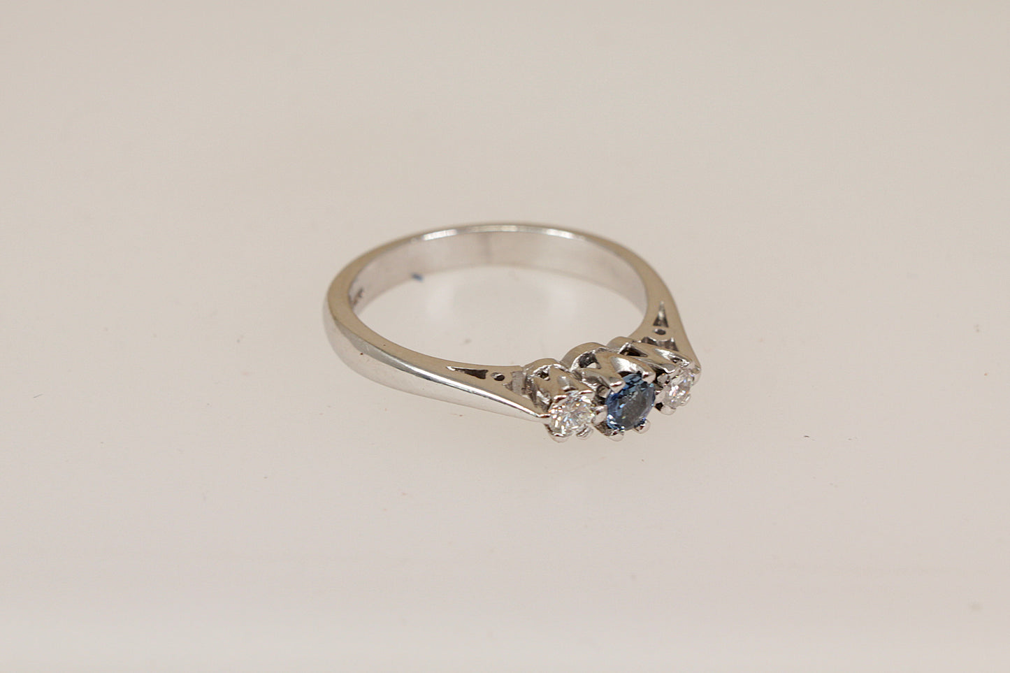 Classic 18ct White Gold Sapphire & Diamond Trilogy Ring
