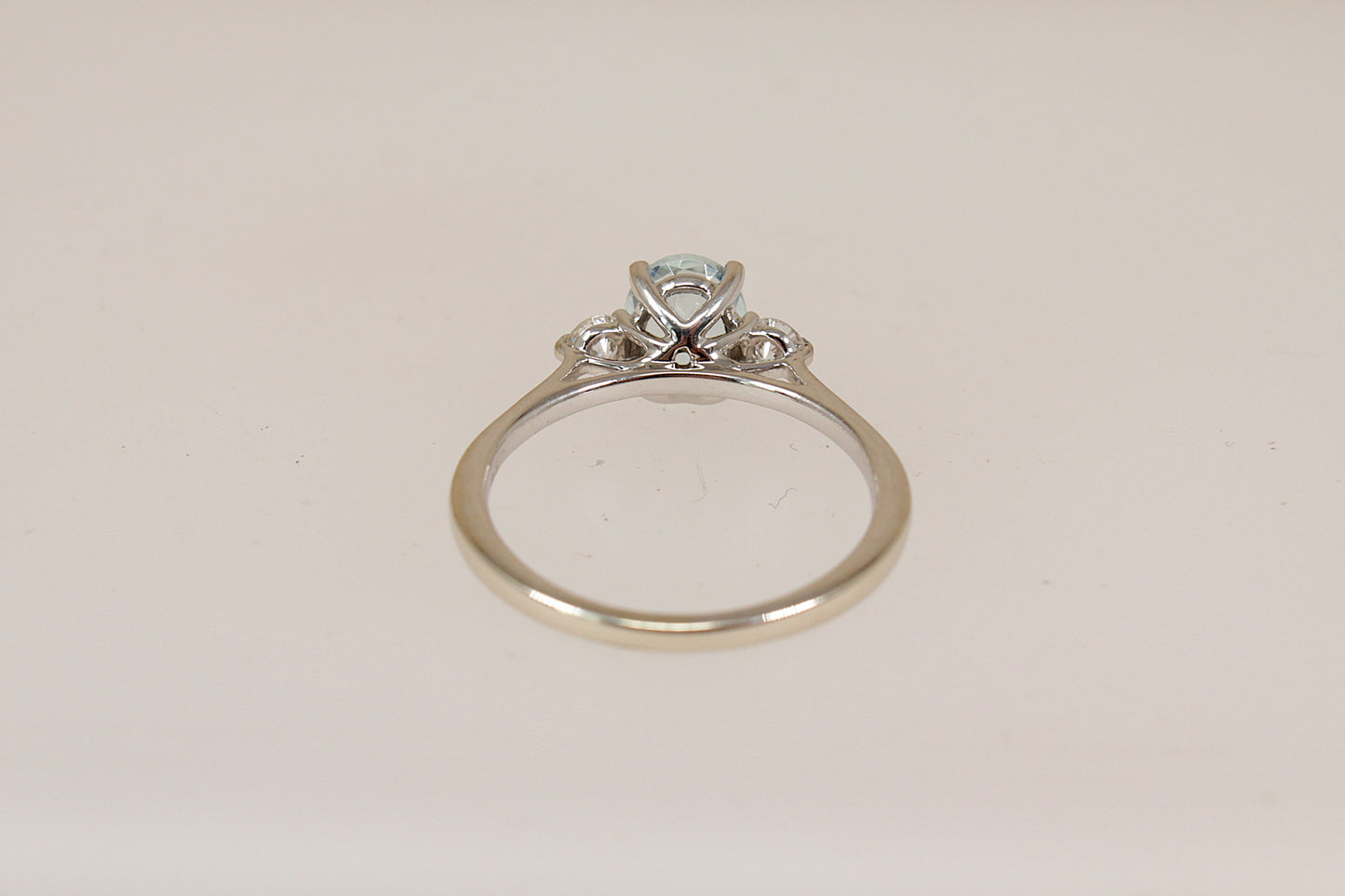 Exceptional 18ct White Gold Aquamarine & Diamond Trilogy Ring