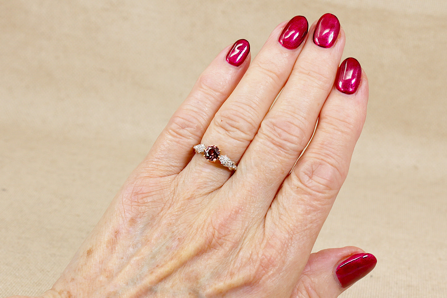 Beautiful 18ct Gold Pink Tourmaline & Diamond Ring