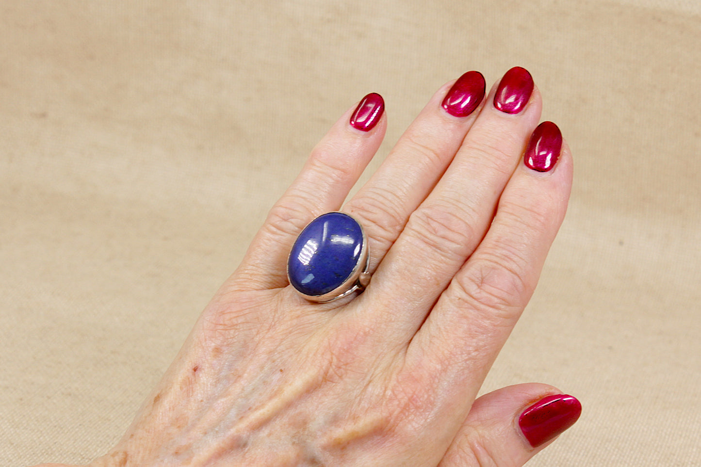 Gorgeous Vintage Sterling Silver Lapis Lazuli Designer Statement Ring
