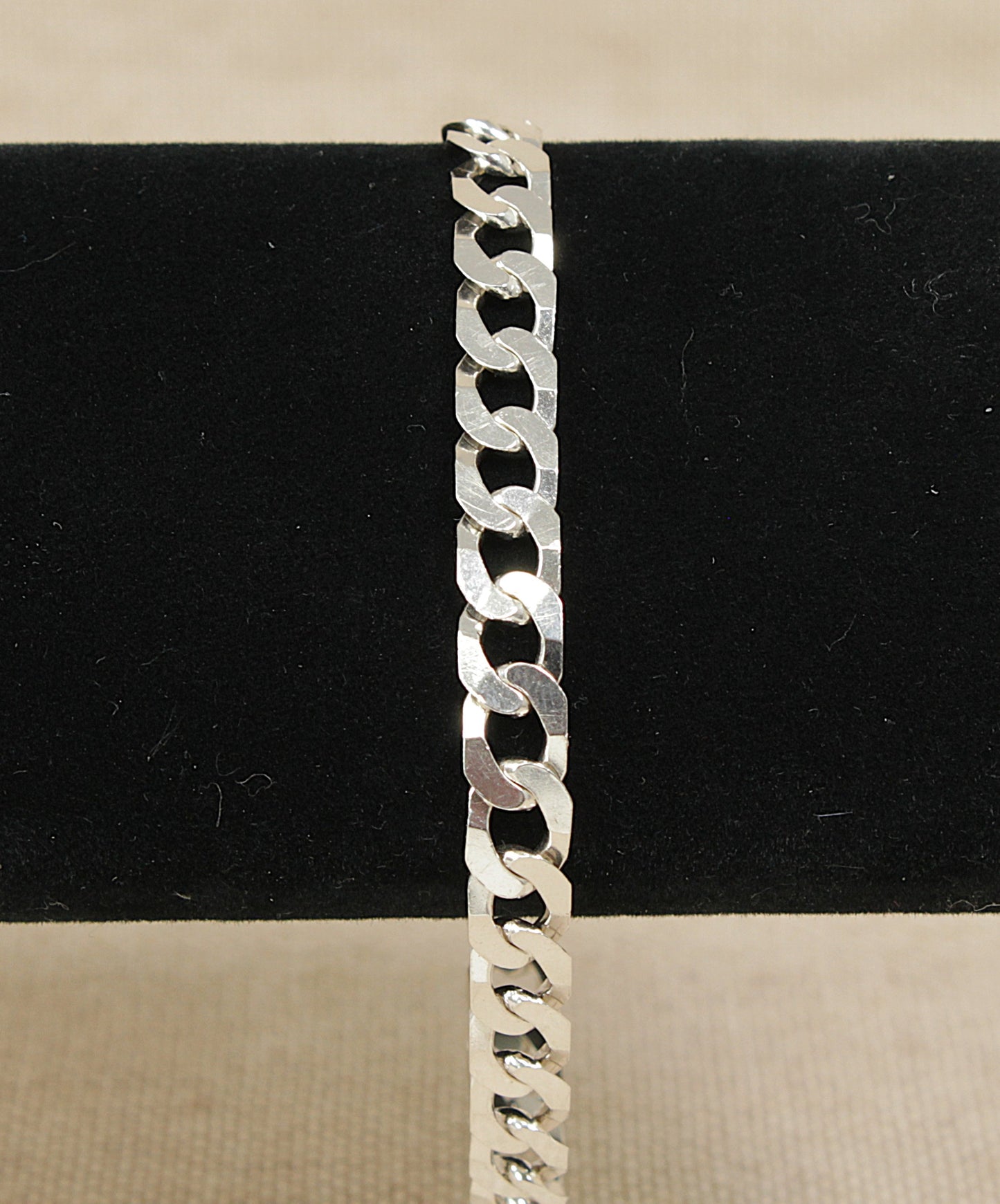 Silver Flat Curb Link Bracelet - 8 ½"
