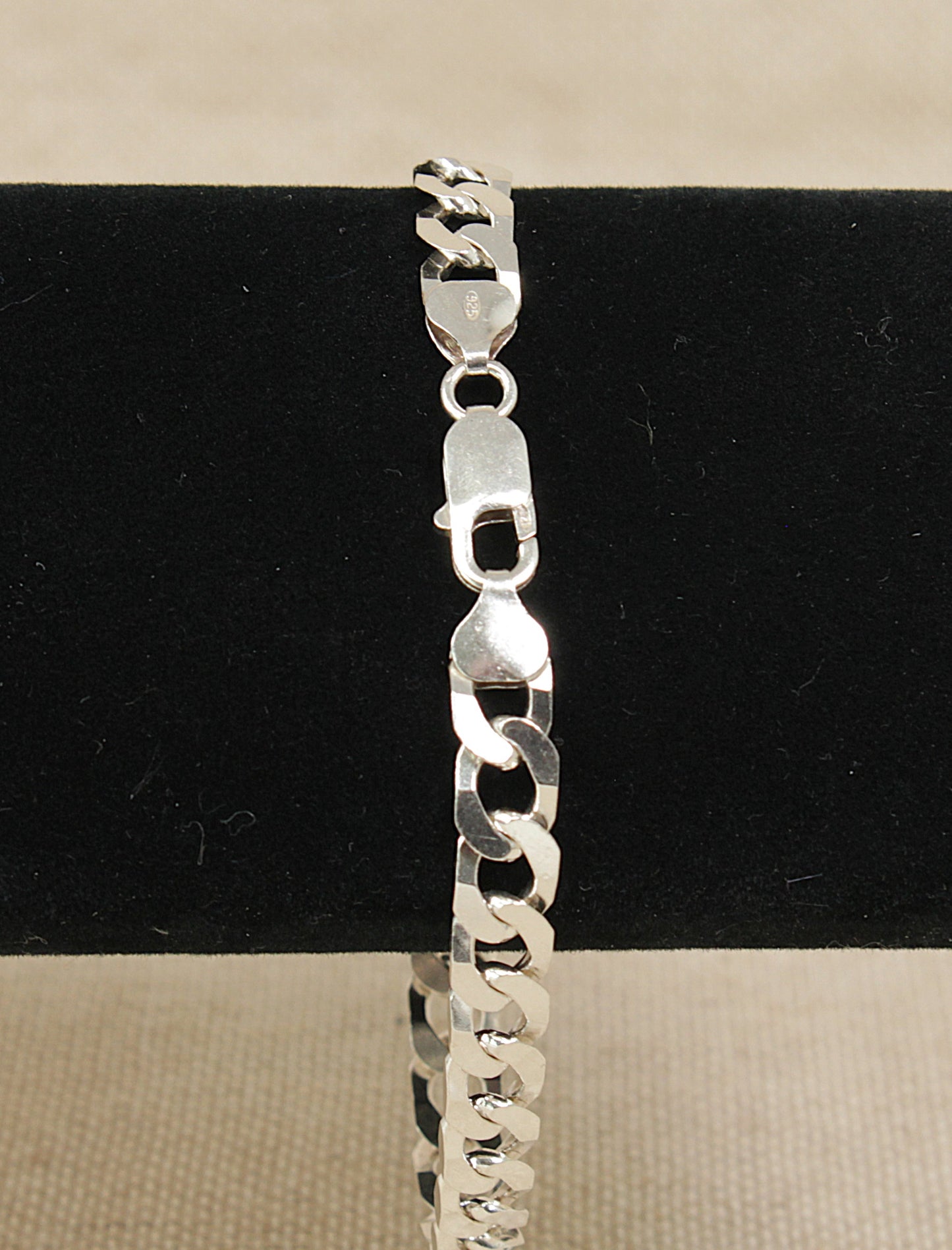 Silver Flat Curb Link Bracelet - 8 ½"