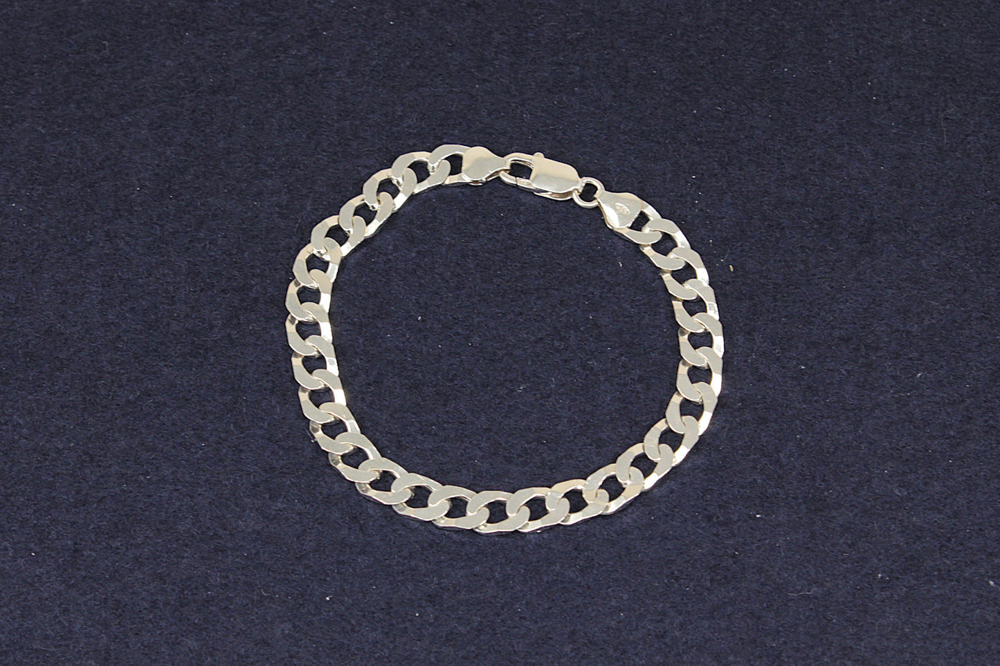 Silver Flat Curb Link Bracelet - 8 ½"