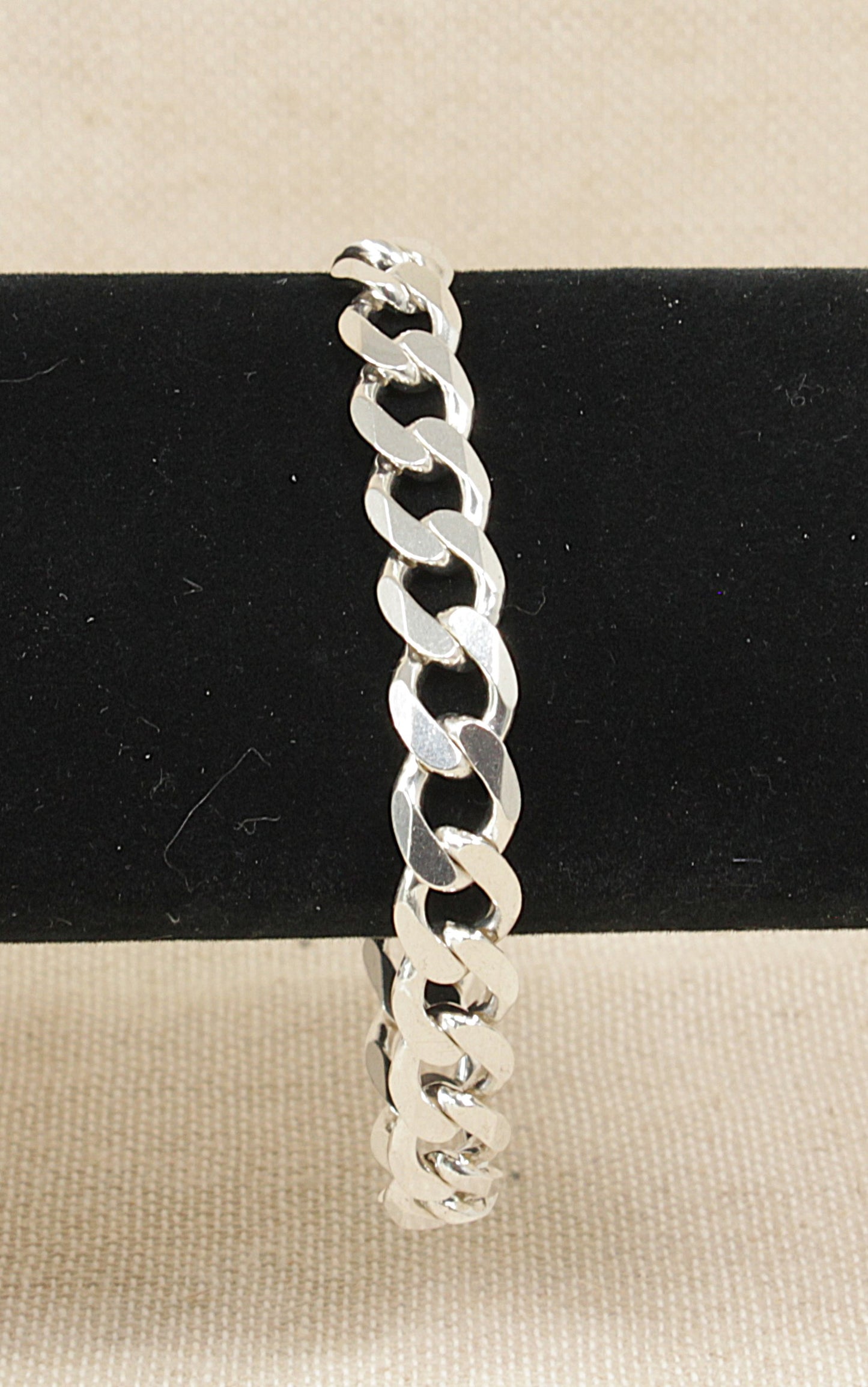 Heavy Silver Flat Curb Link Bracelet - 8 ½"