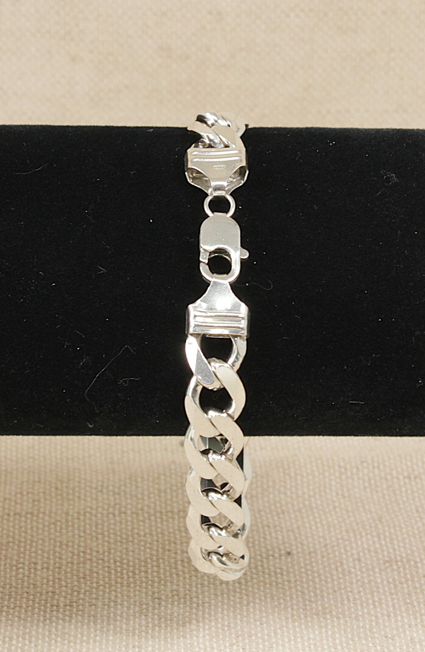 Heavy Silver Flat Curb Link Bracelet - 8 ½"