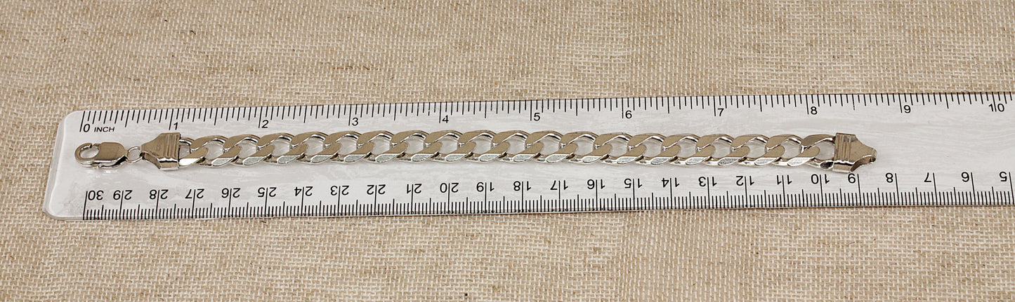 Heavy Silver Flat Curb Link Bracelet - 8 ½"
