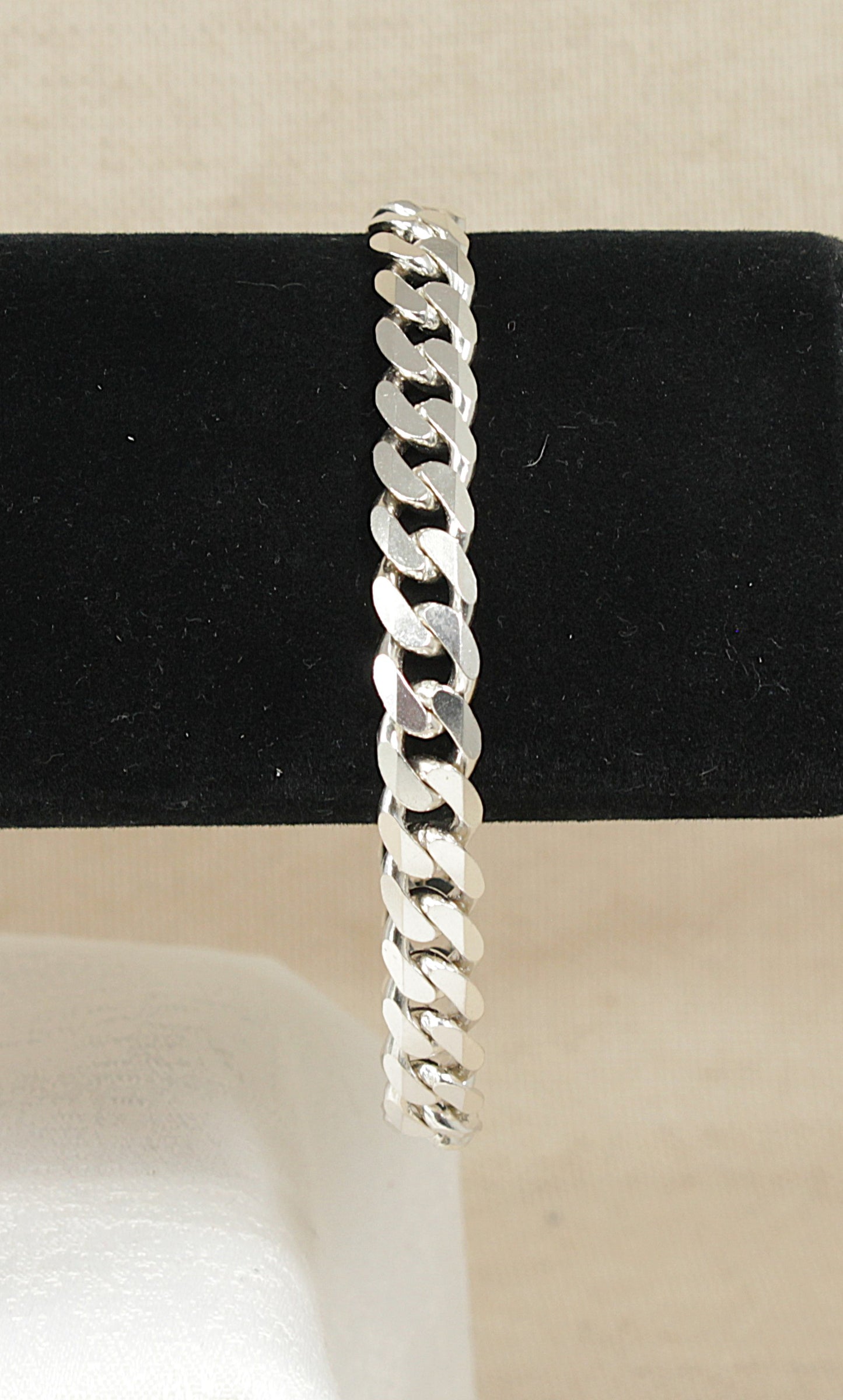 Silver Flat Curb Link Bracelet - 8 ¾"