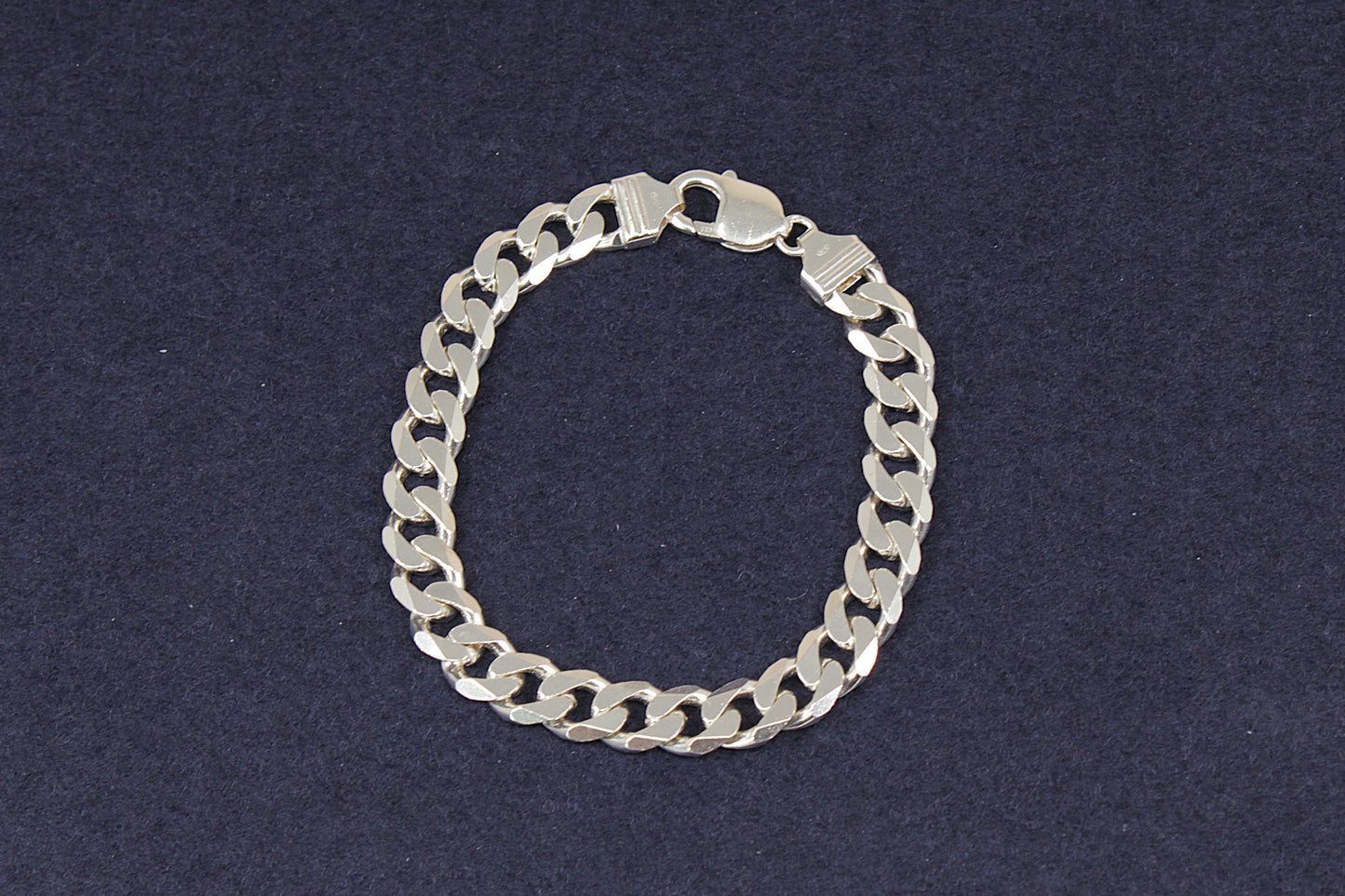 Silver Flat Curb Link Bracelet - 8 ¾"