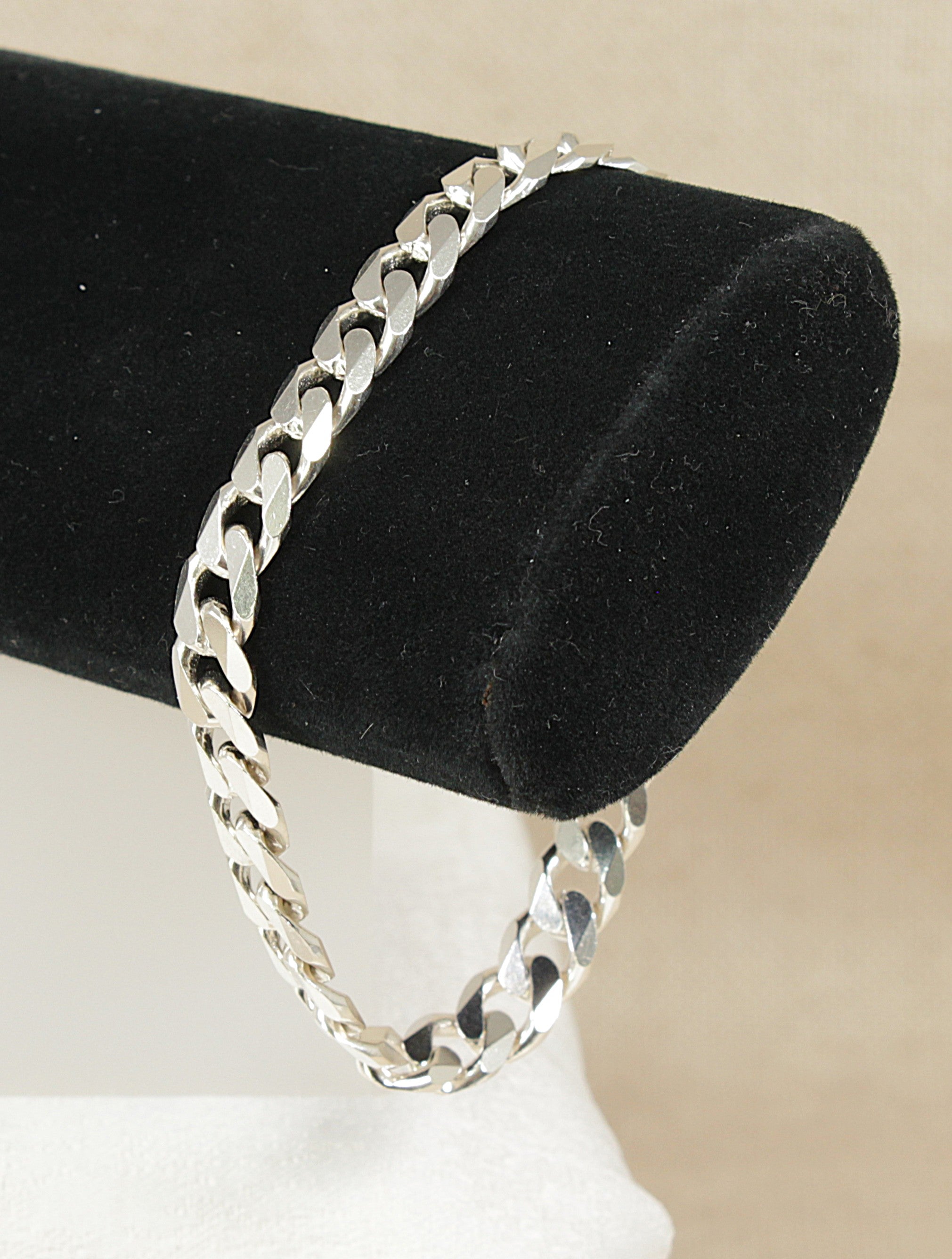 Silver Flat Curb Link Bracelet - 8 ¾