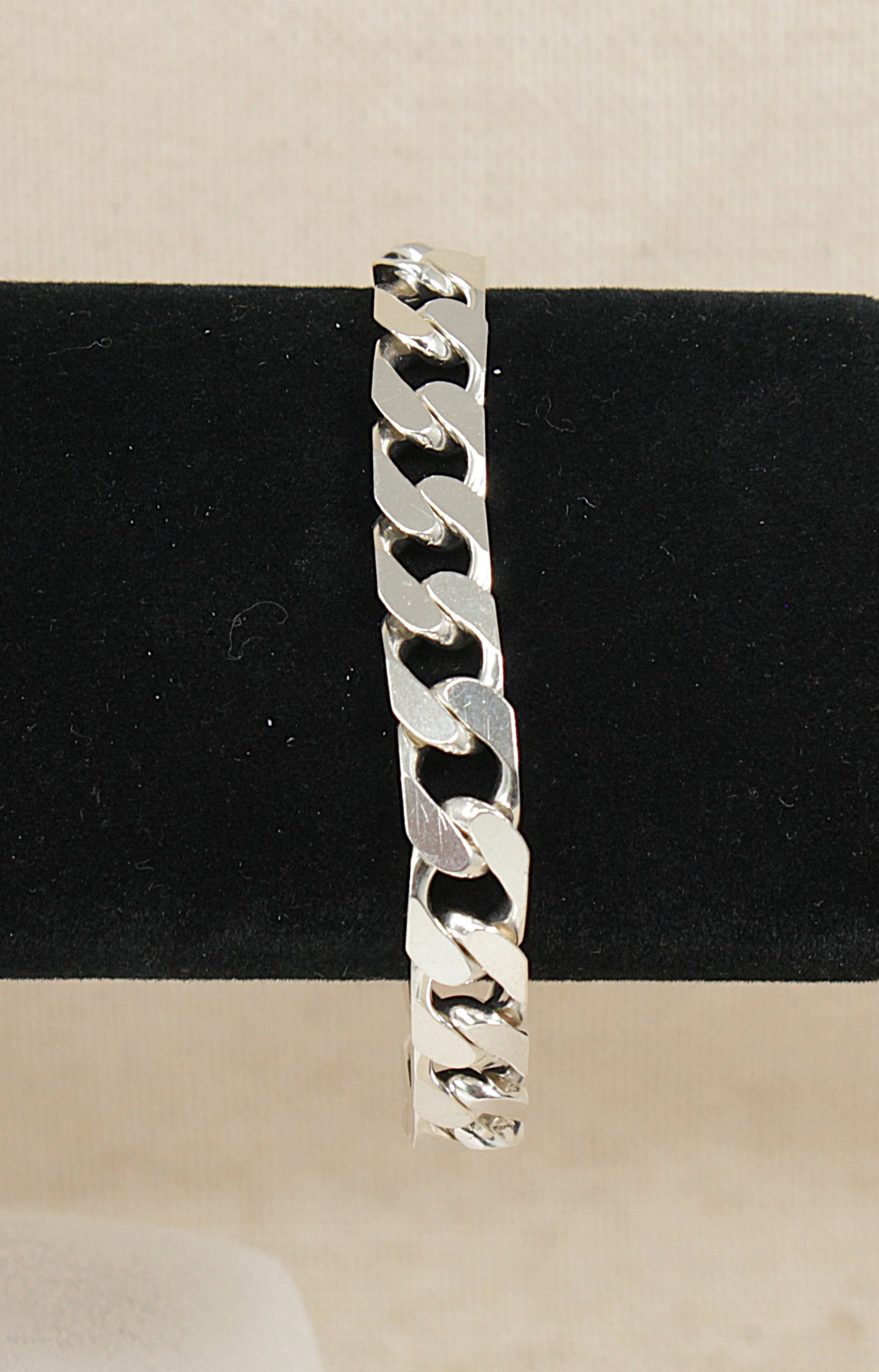 Heavy Silver Flat Curb Link Bracelet - 7 ¾"
