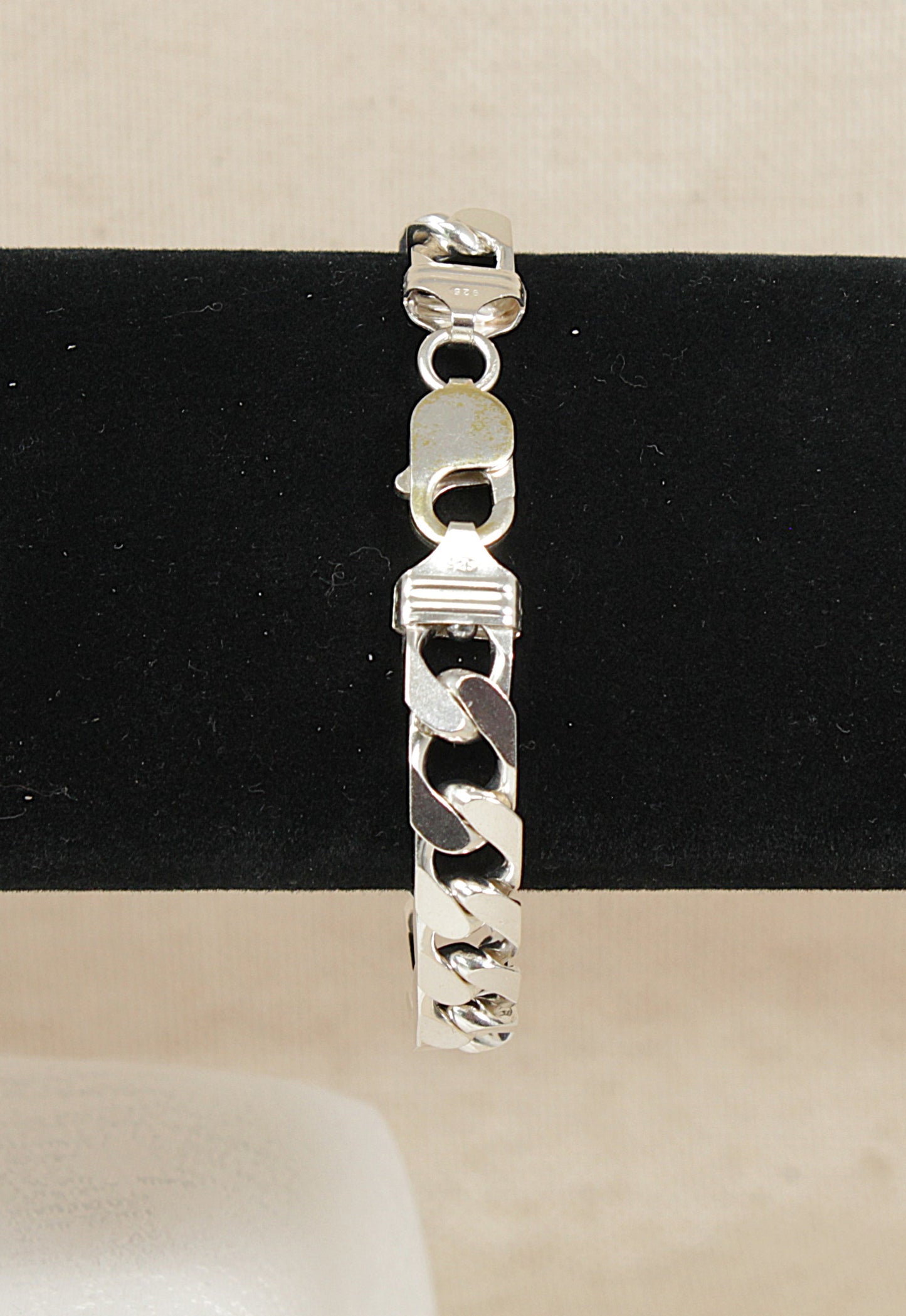 Heavy Silver Flat Curb Link Bracelet - 7 ¾"