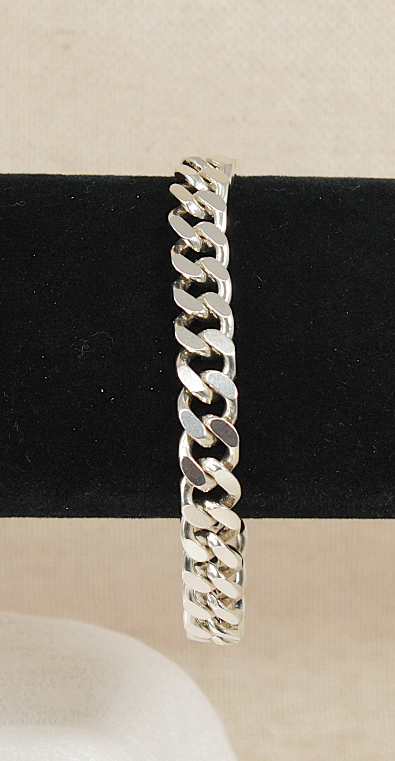 Heavy Silver Flat Curb Link Bracelet - 8 ¼"