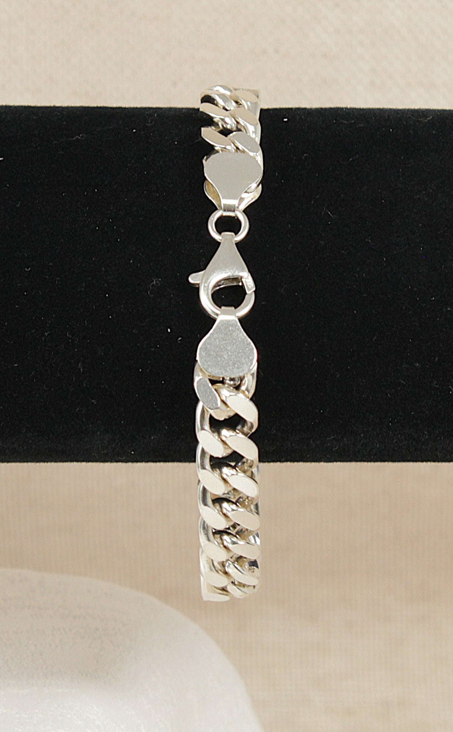 Heavy Silver Flat Curb Link Bracelet - 8 ¼"