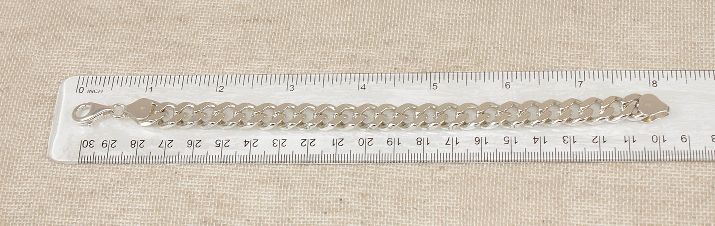 Heavy Silver Flat Curb Link Bracelet - 8 ¼"