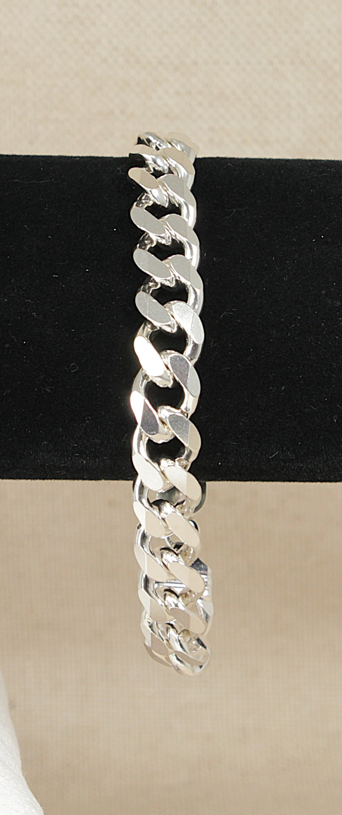 Heavy Silver Flat Curb Link Bracelet - 8 ¾"