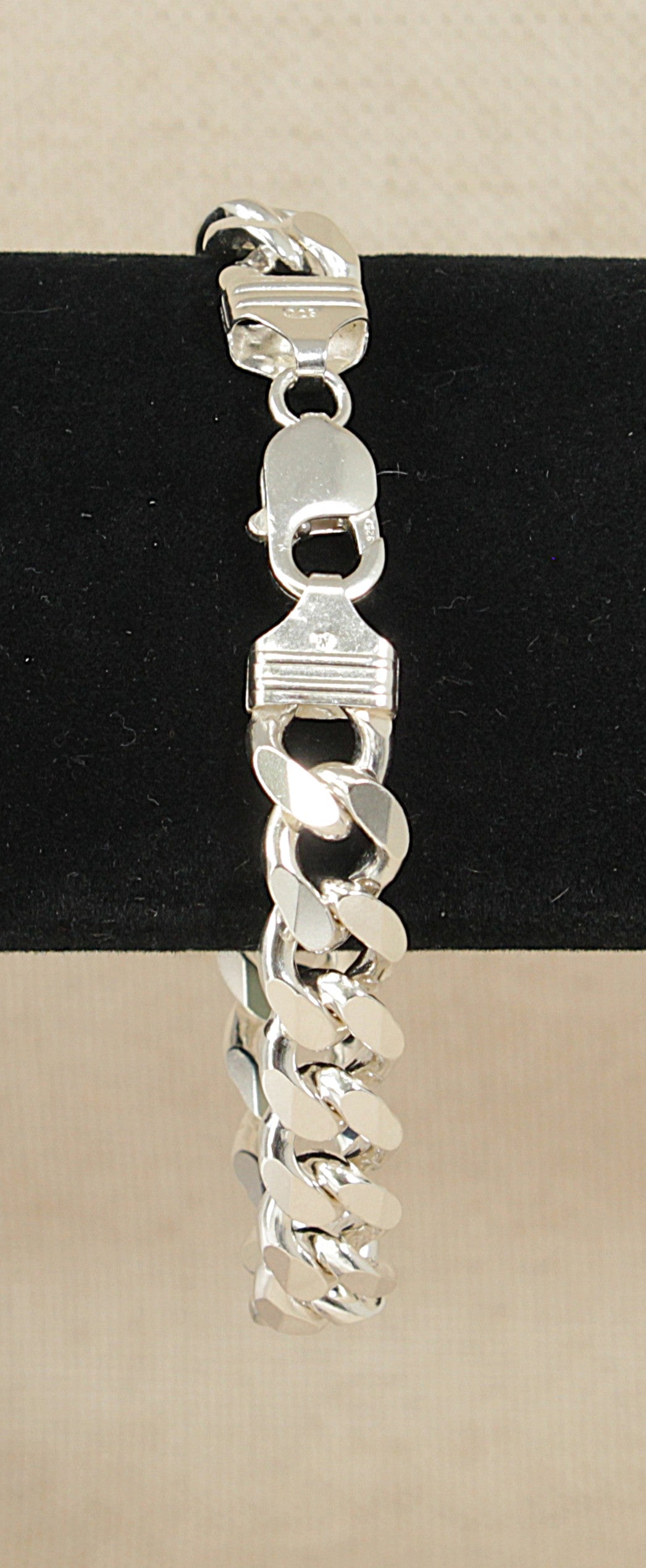 Heavy Silver Flat Curb Link Bracelet - 8 ¾"