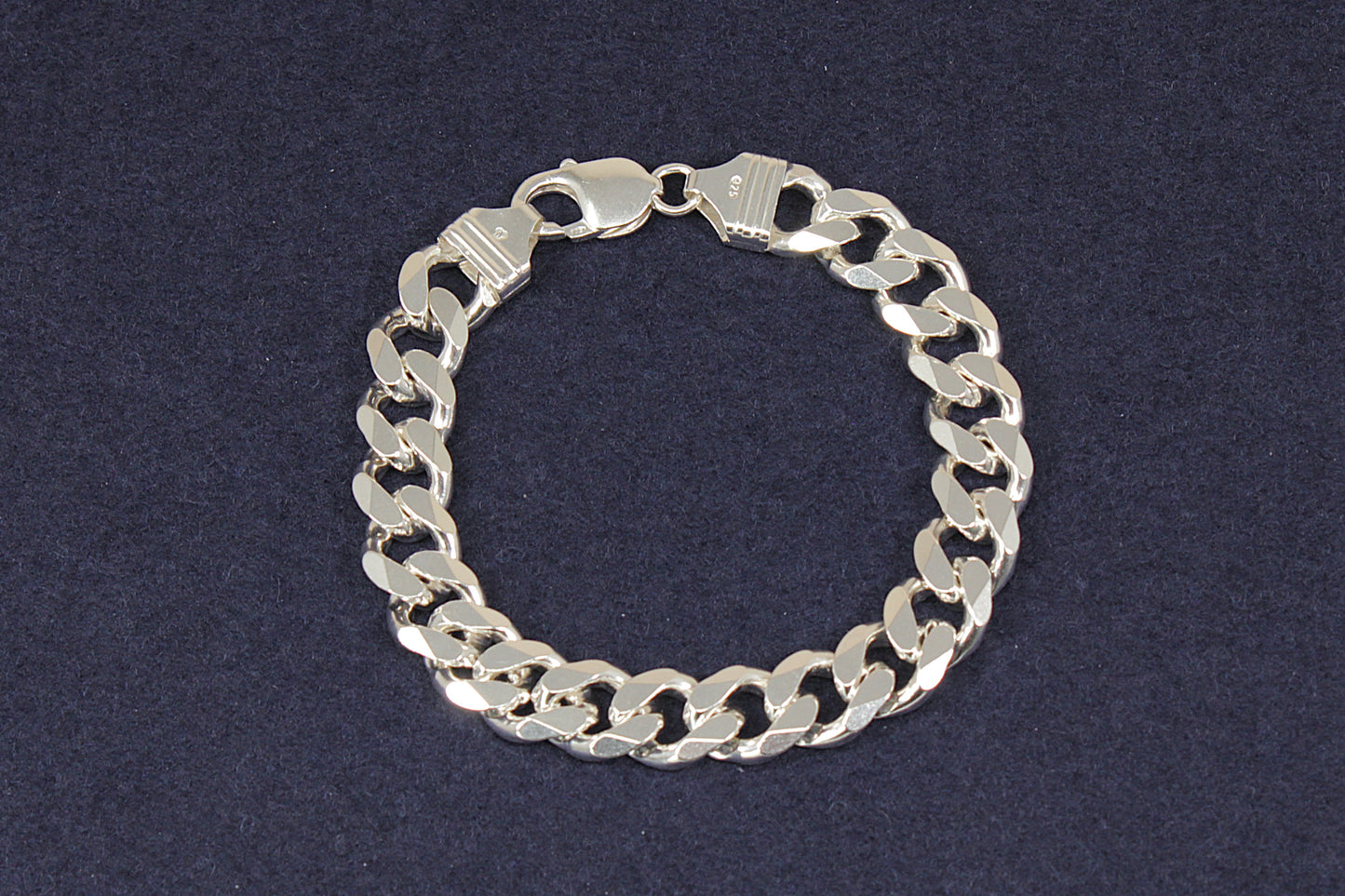 Heavy Silver Flat Curb Link Bracelet - 8 ¾"