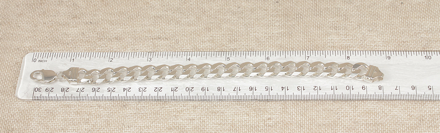 Heavy Silver Flat Curb Link Bracelet - 8 ¾"