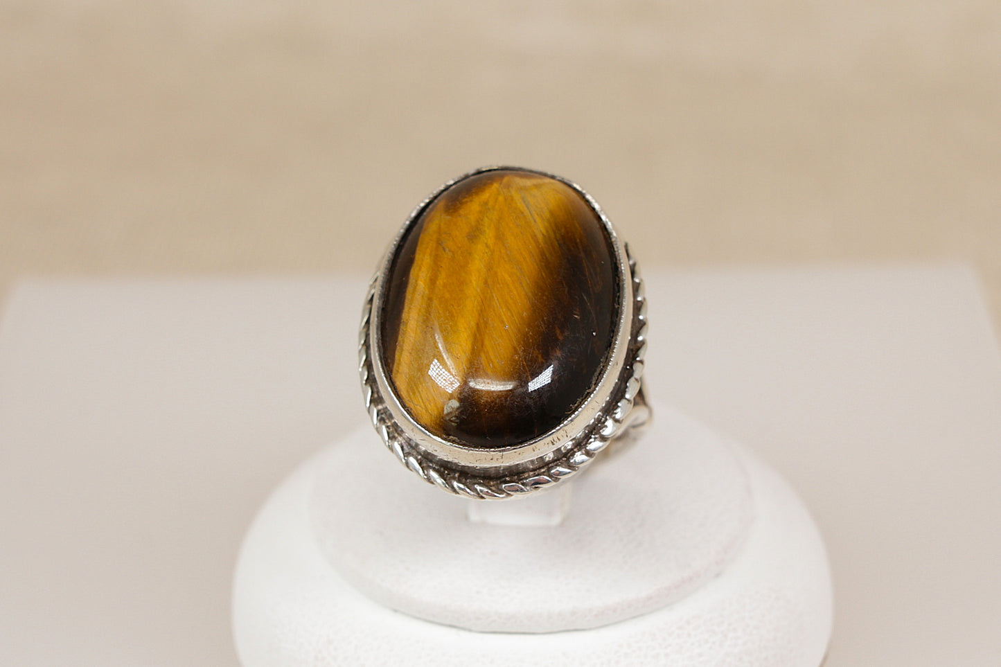 Silver Tiger’s Eye Statement Ring
