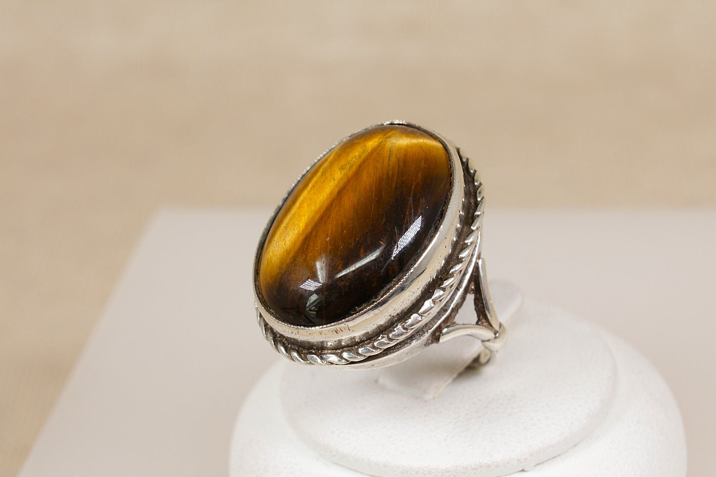Silver Tiger’s Eye Statement Ring