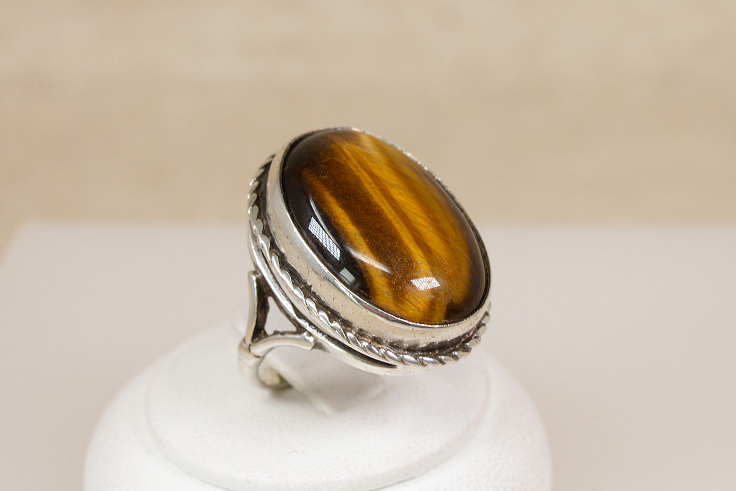Silver Tiger’s Eye Statement Ring