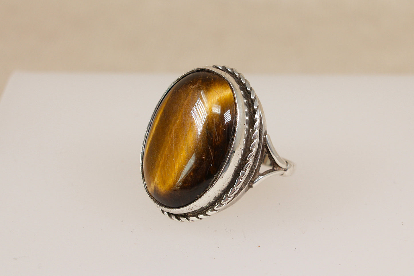 Silver Tiger’s Eye Statement Ring