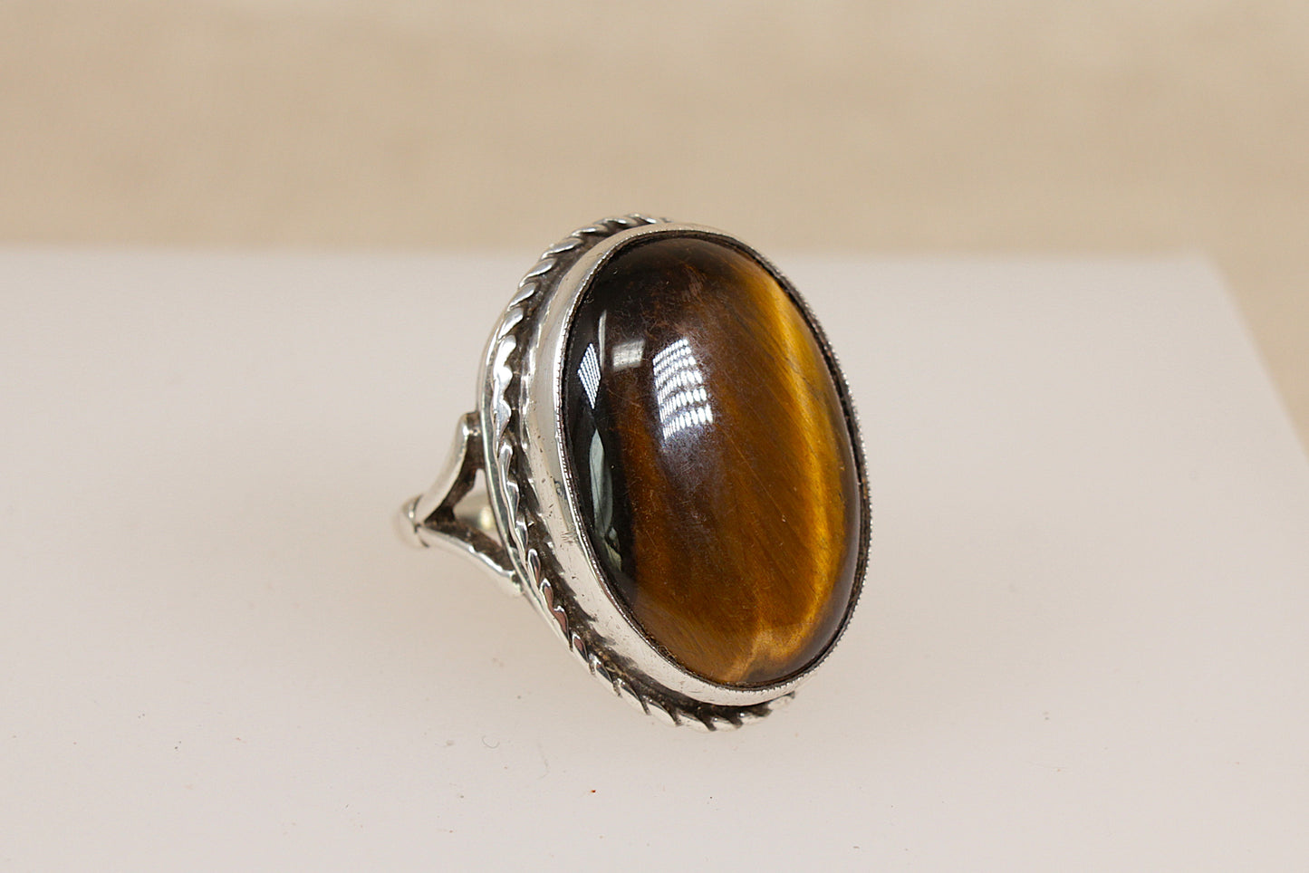Silver Tiger’s Eye Statement Ring