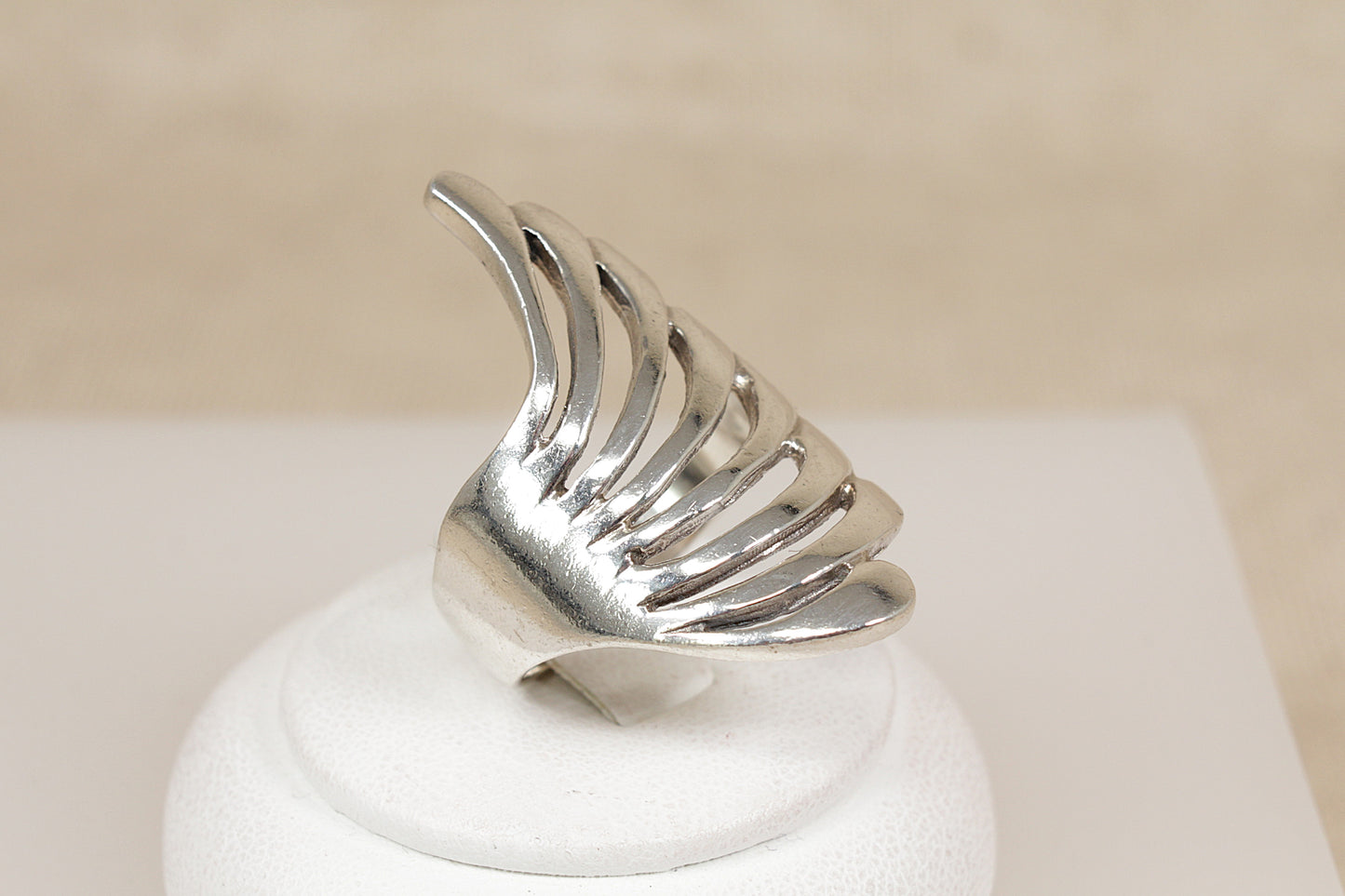 Large Sterling Silver Abstract Statement Ring