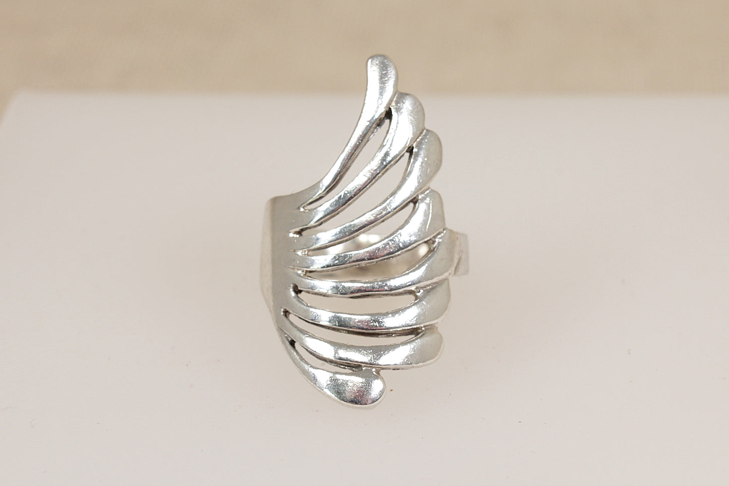 Large Sterling Silver Abstract Statement Ring