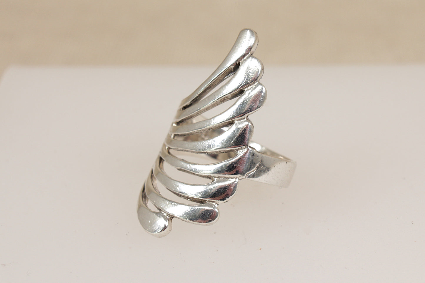 Large Sterling Silver Abstract Statement Ring