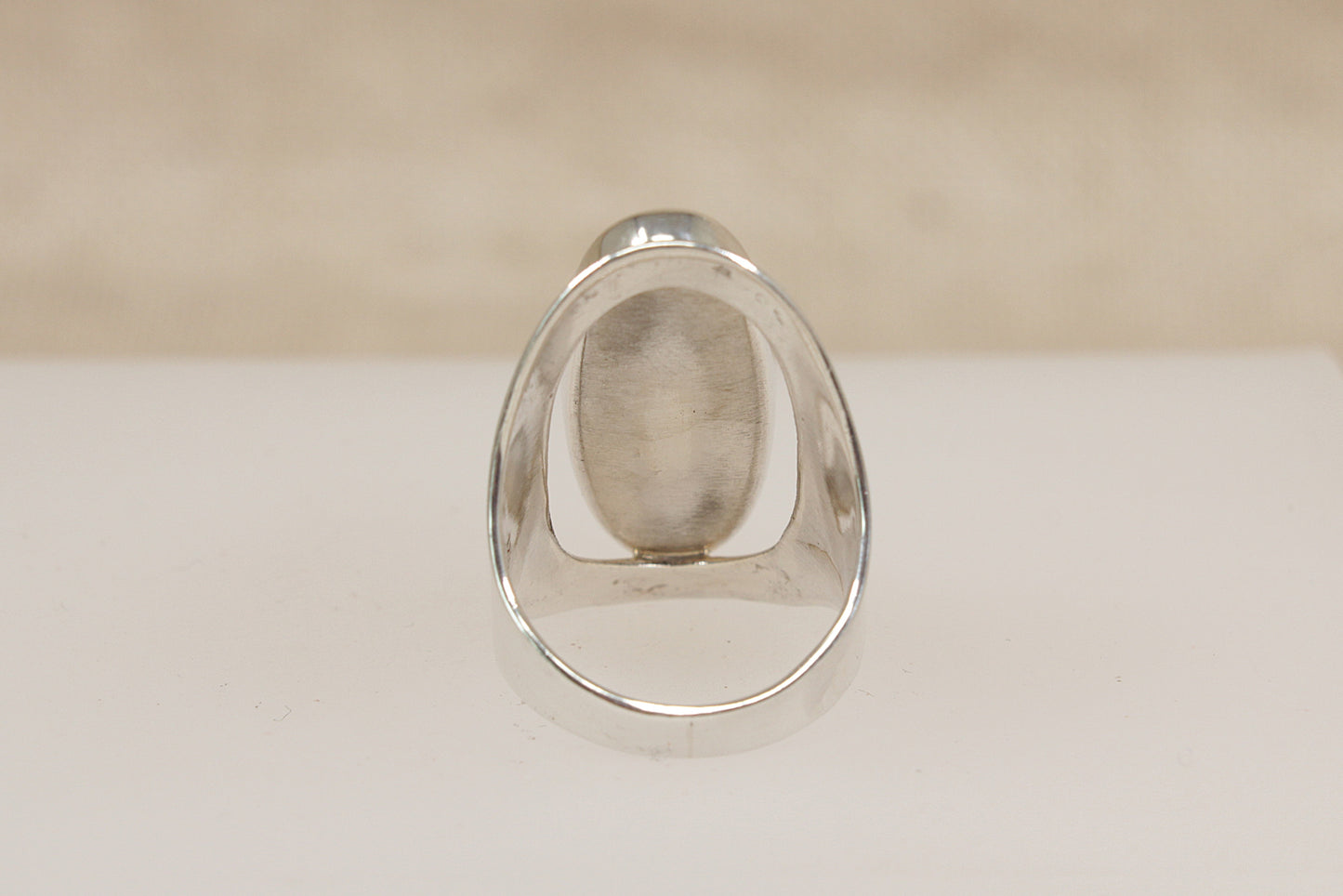 Large Sterling Silver & Blue Mother of Pearl Statement Ring