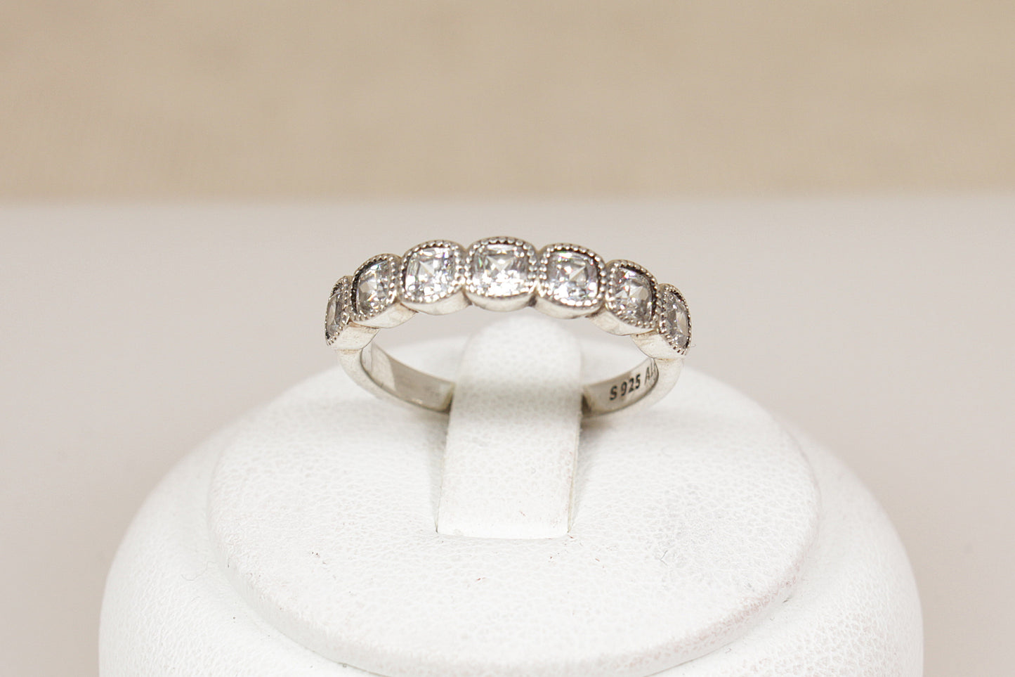 Pretty Pandora Sterling Silver CZ Half Eternity Ring