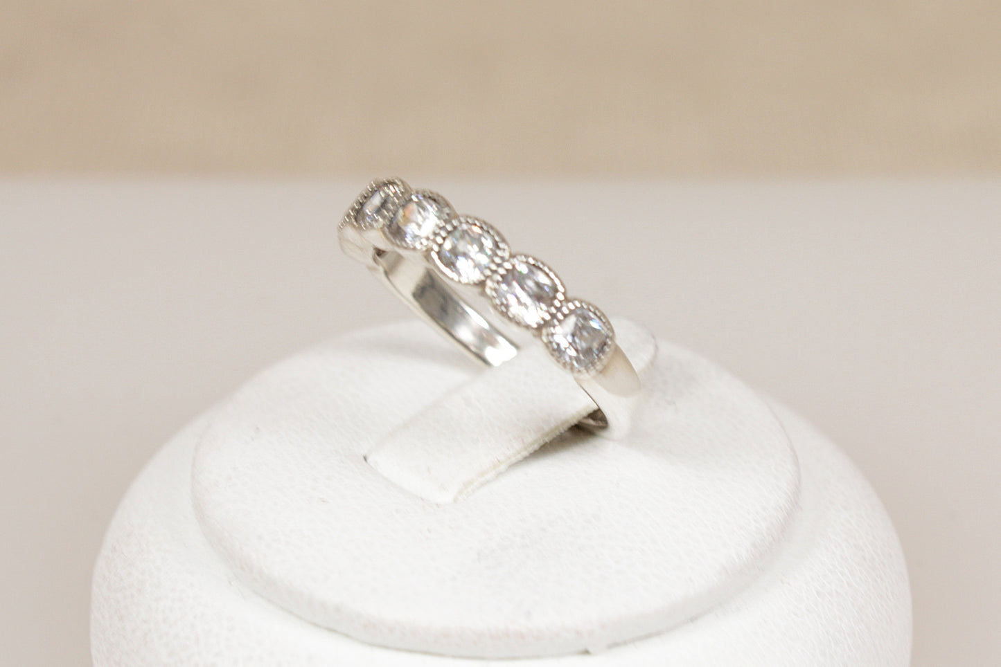 Pretty Pandora Sterling Silver CZ Half Eternity Ring