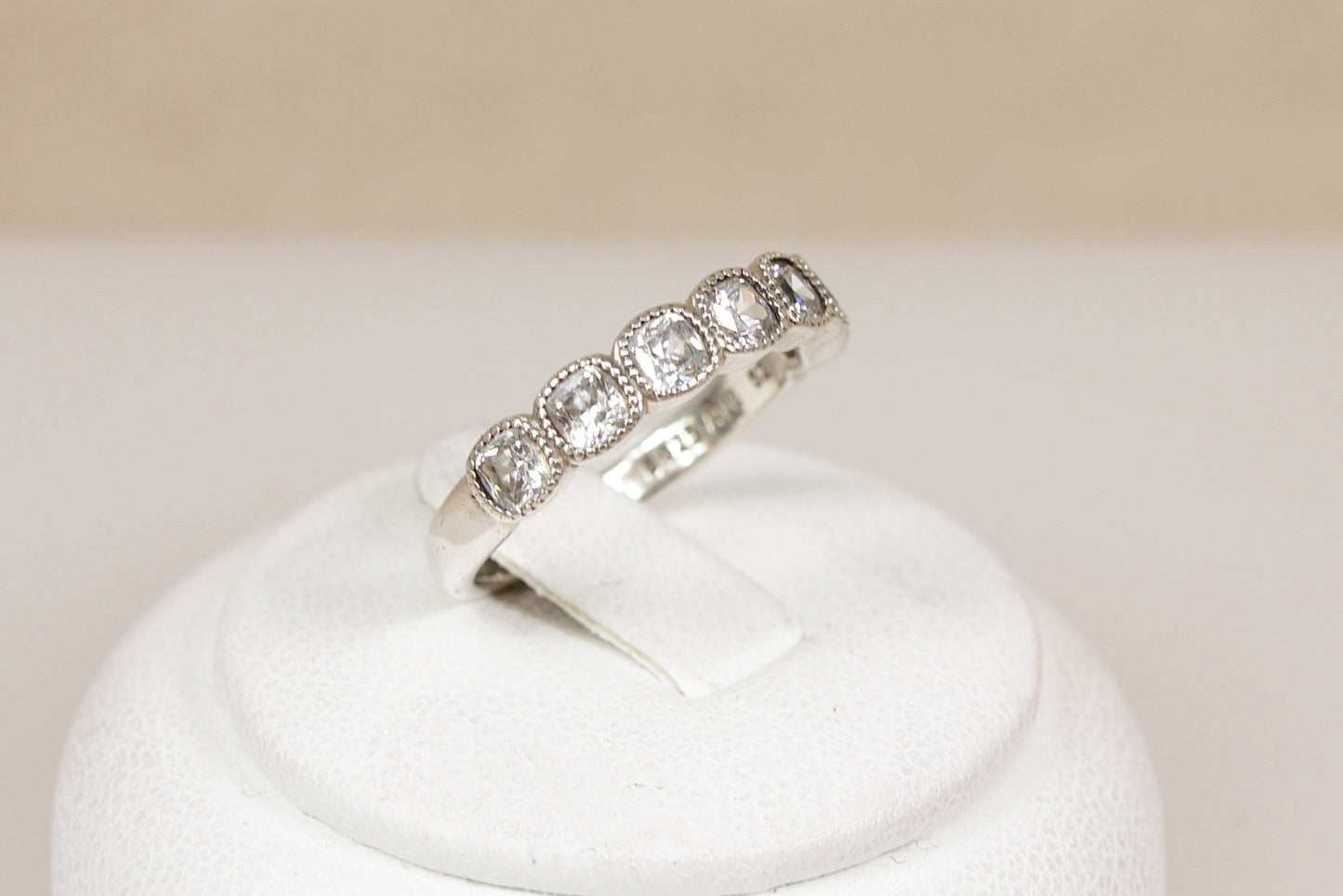 Pretty Pandora Sterling Silver CZ Half Eternity Ring