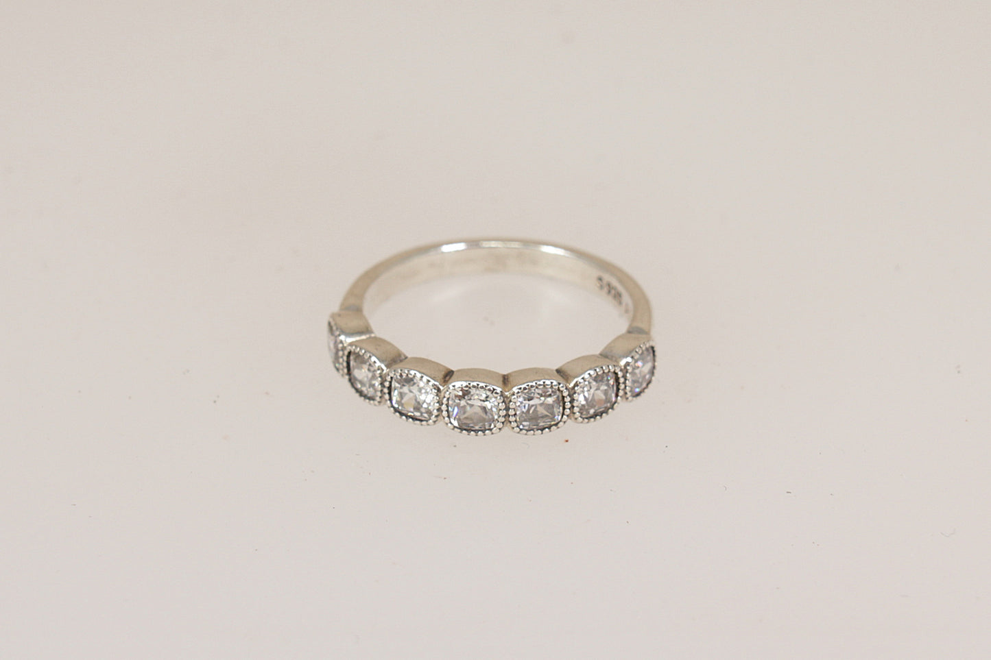 Pretty Pandora Sterling Silver CZ Half Eternity Ring