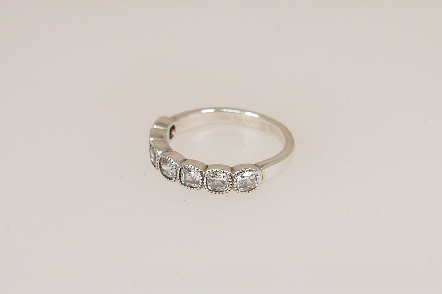 Pretty Pandora Sterling Silver CZ Half Eternity Ring