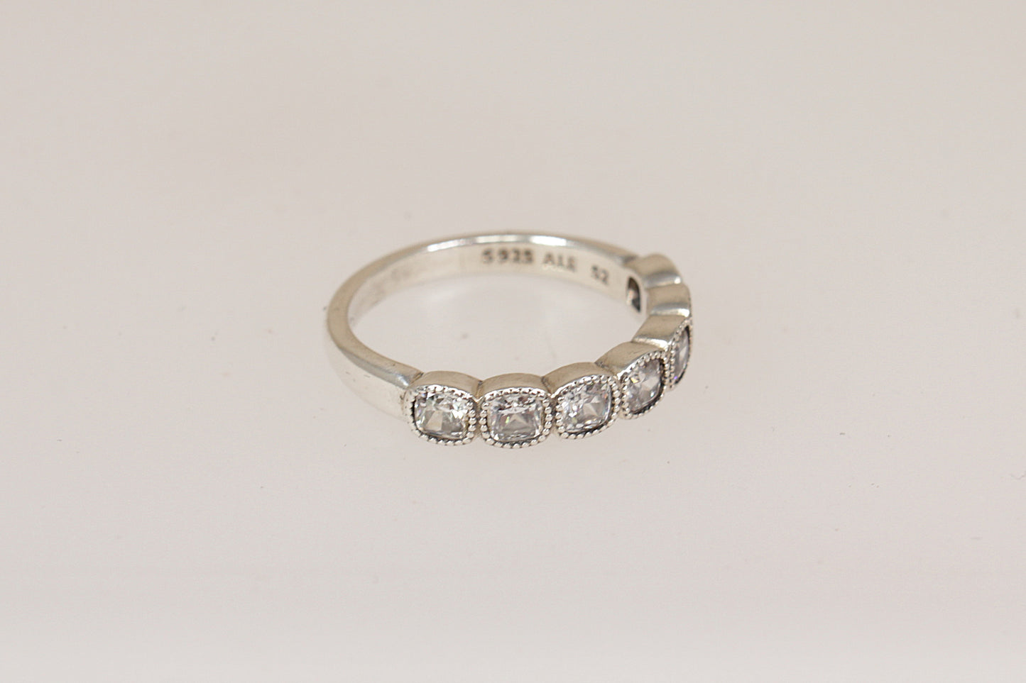 Pretty Pandora Sterling Silver CZ Half Eternity Ring