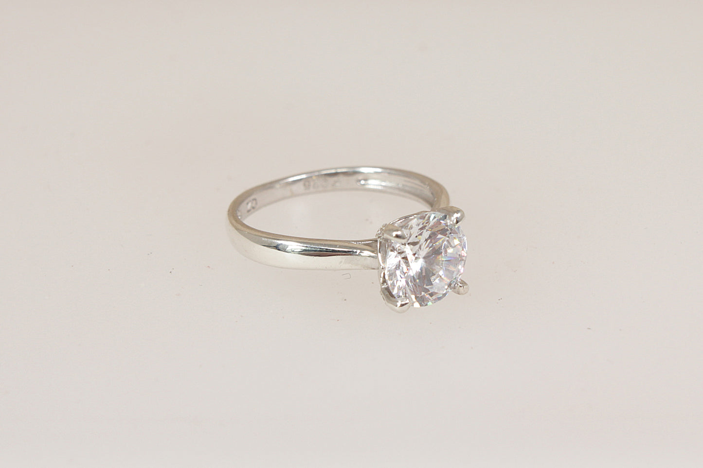 Elegant Sterling Silver CZ Solitaire Ring