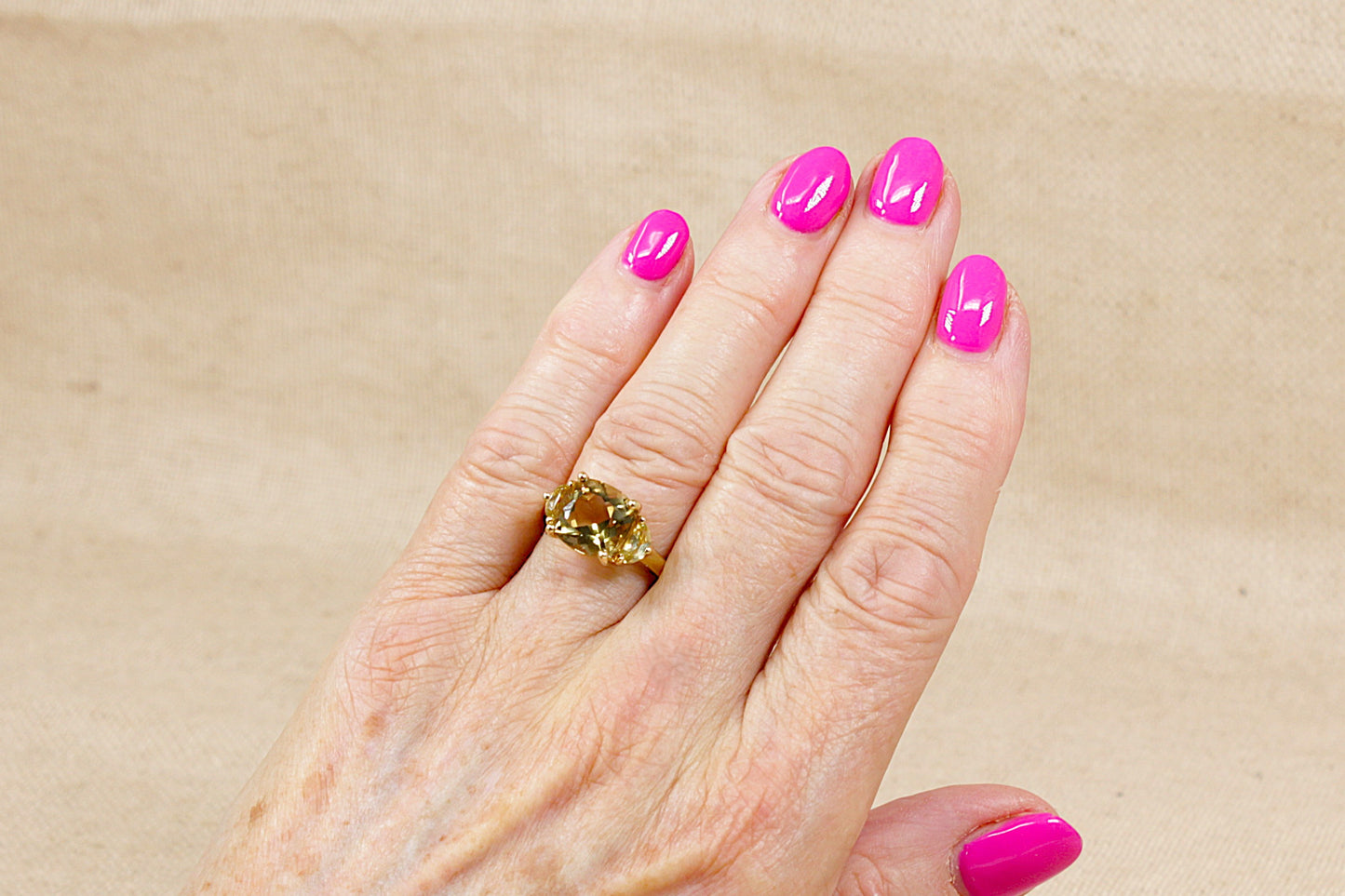 Striking 9ct Gold Honey Citrine Statement Ring