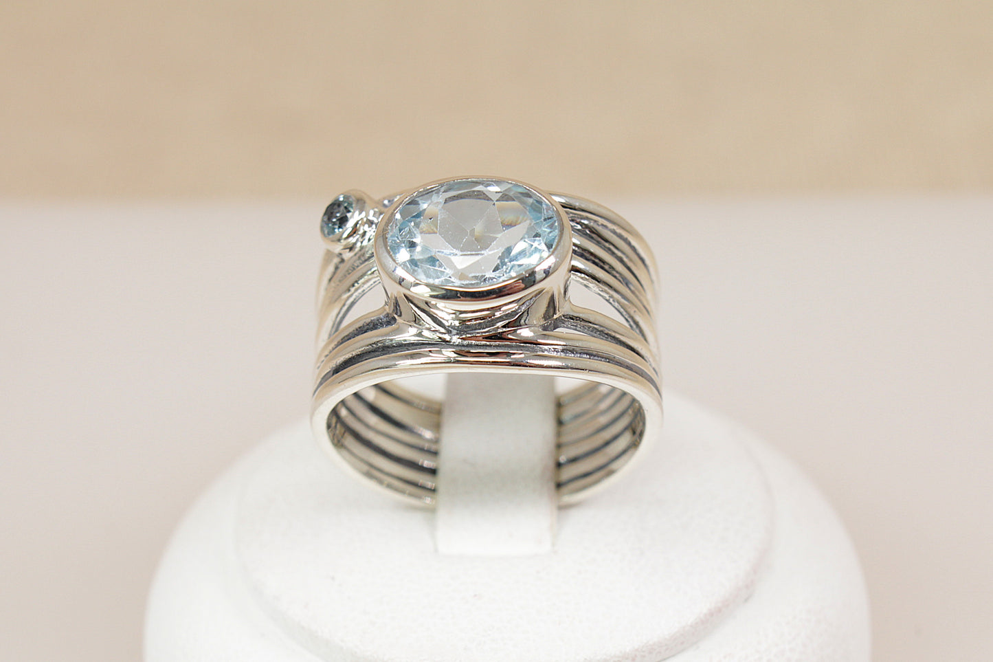 Silver & Blue Topaz Statement Ring