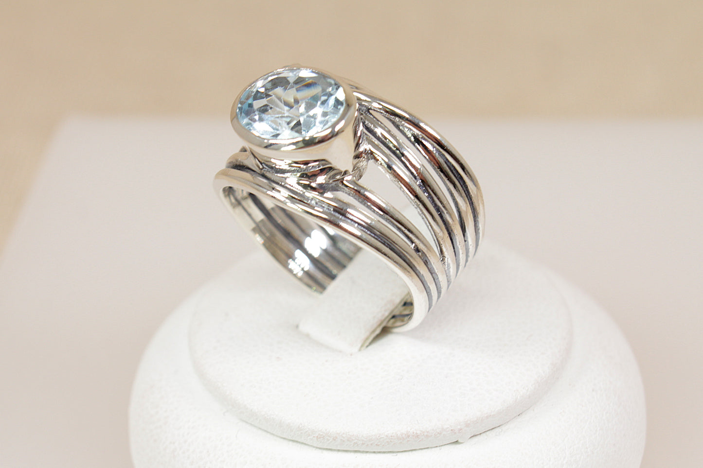 Silver & Blue Topaz Statement Ring