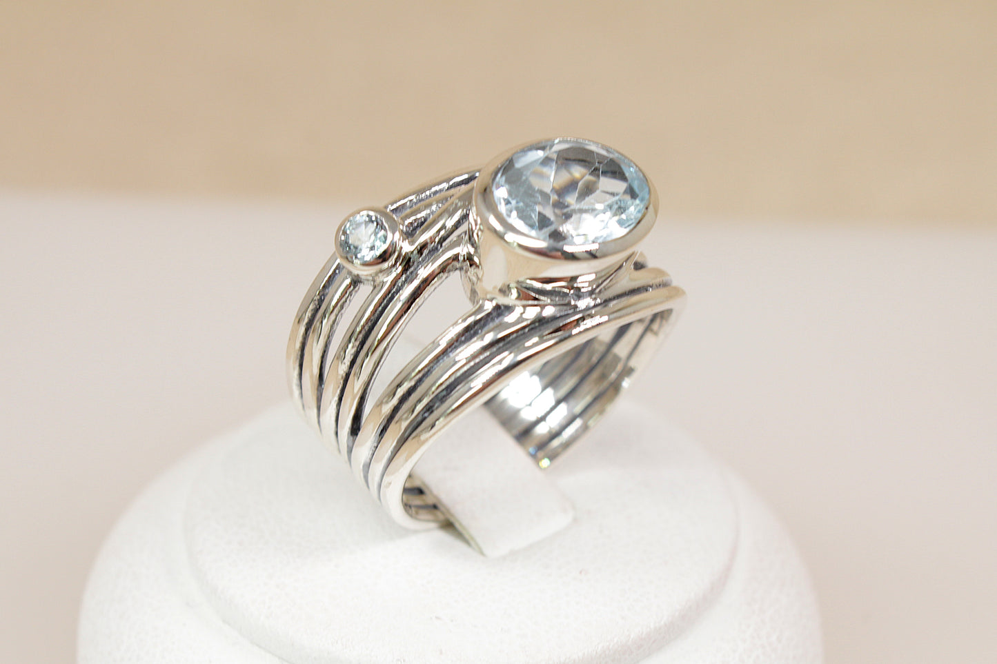 Silver & Blue Topaz Statement Ring