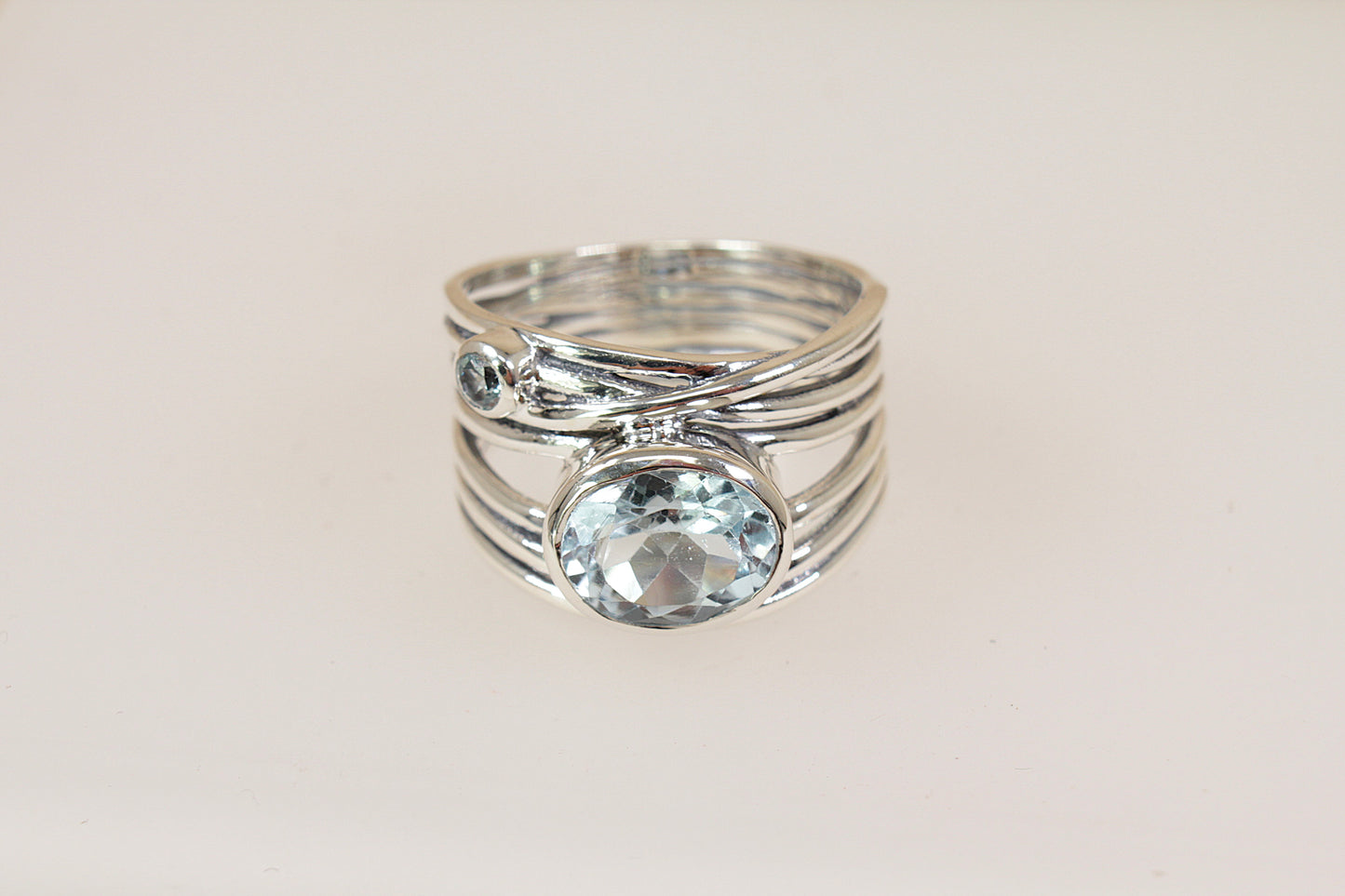 Silver & Blue Topaz Statement Ring