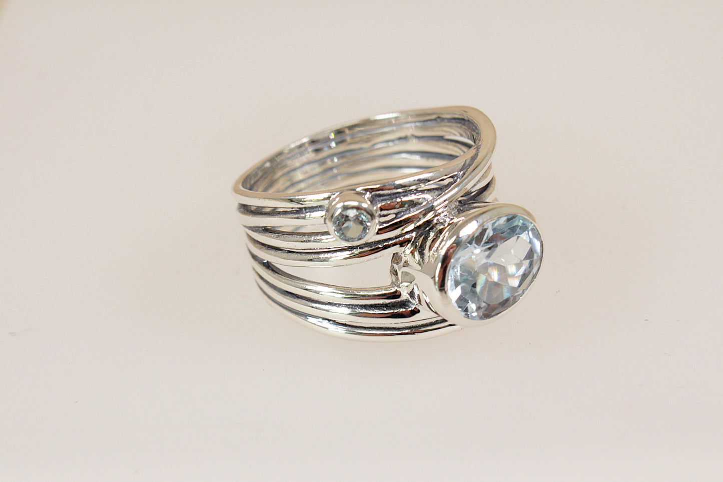 Silver & Blue Topaz Statement Ring