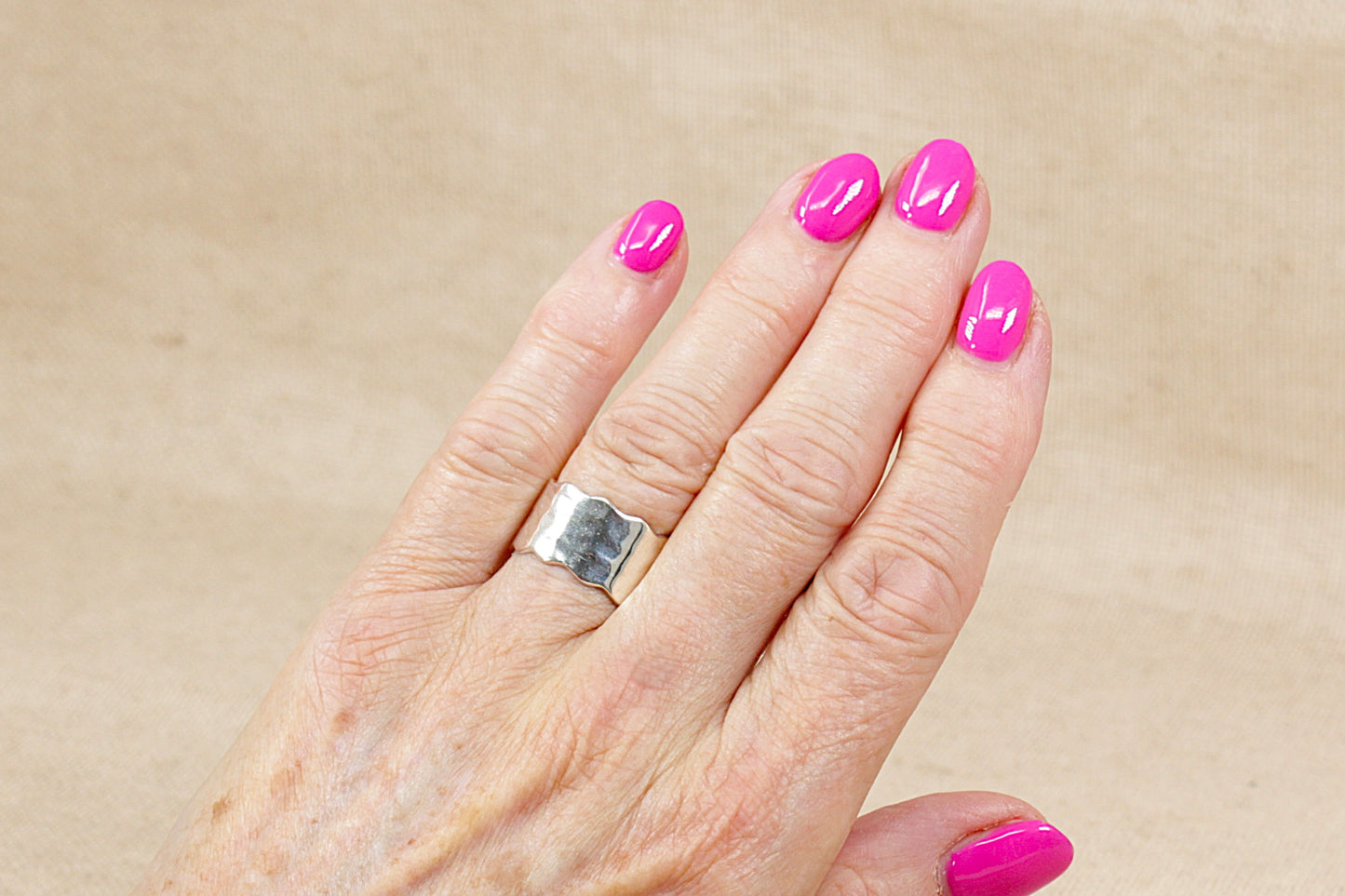Handcrafted Sterling Silver Wavy Edge Band Ring