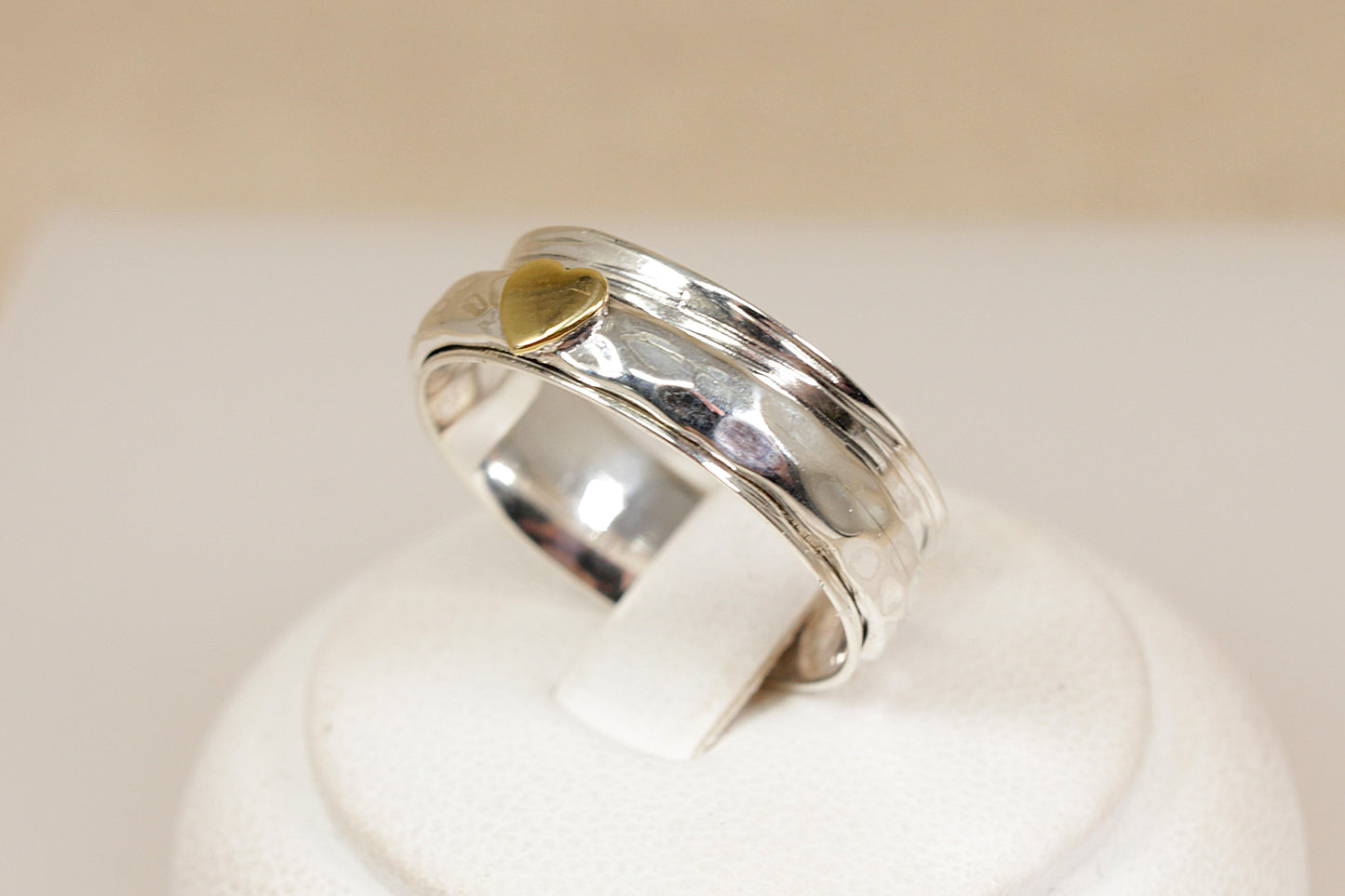 Silver Heart Spinner Ring