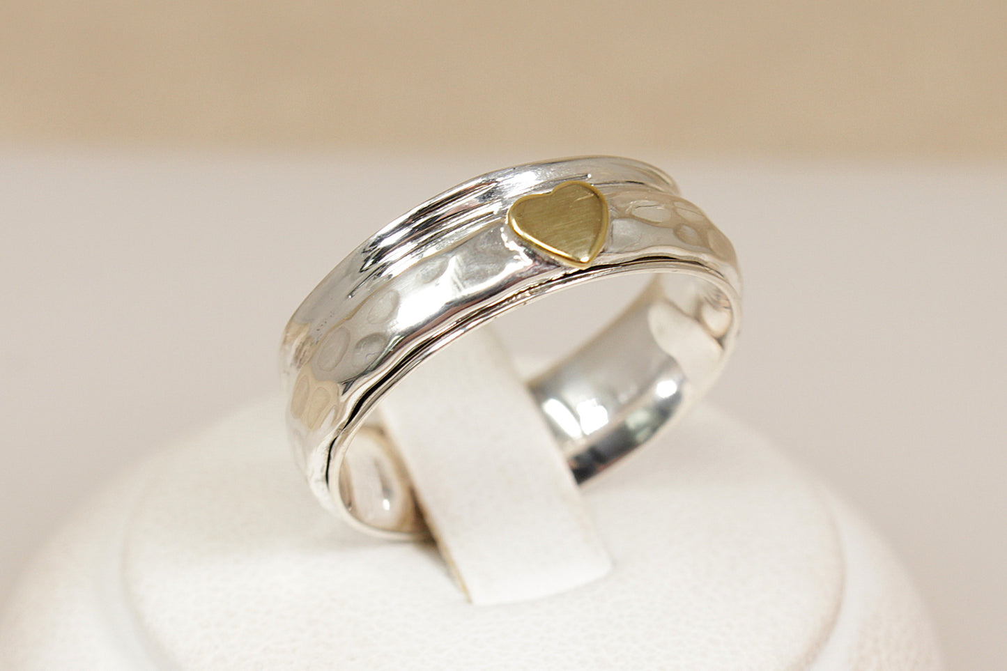 Silver Heart Spinner Ring