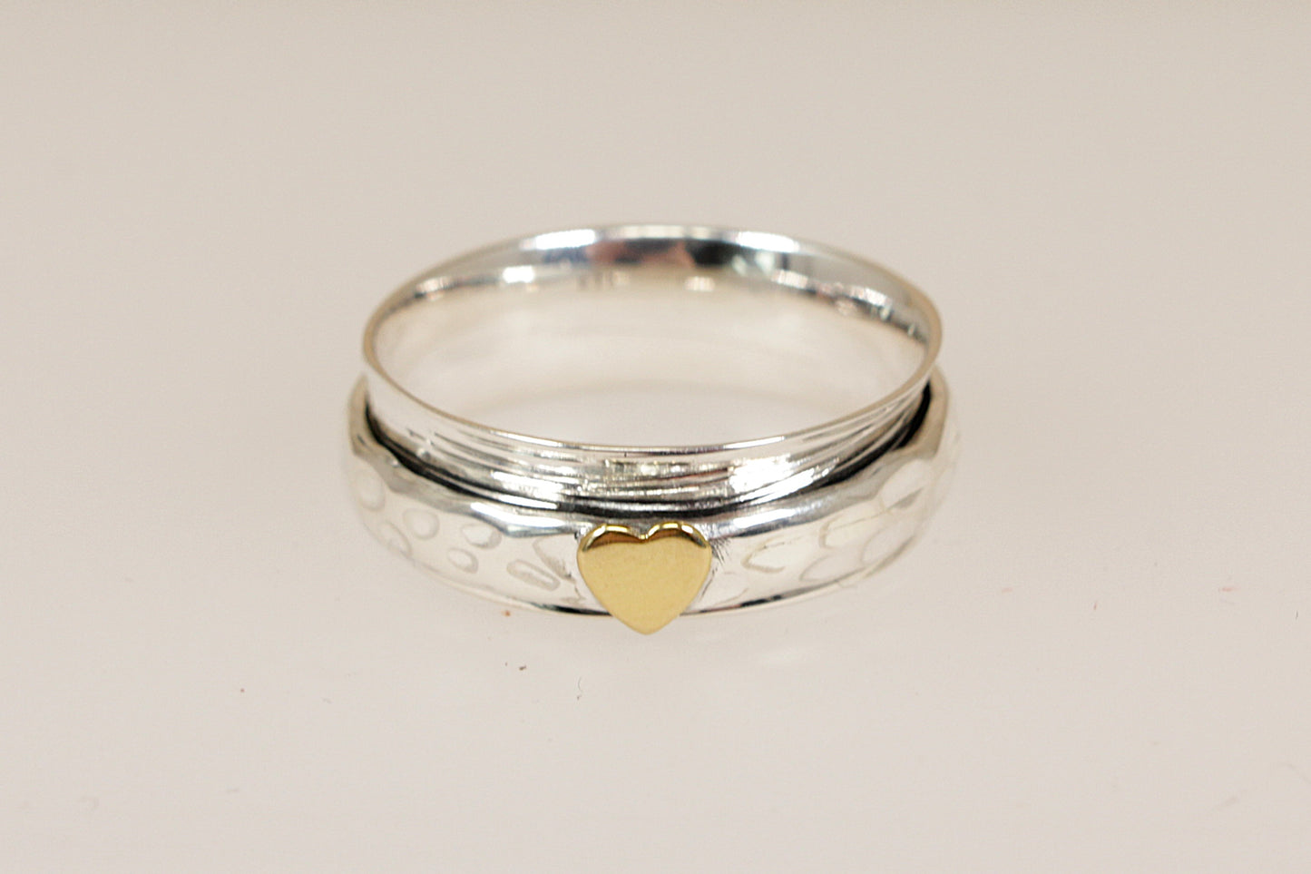 Silver Heart Spinner Ring