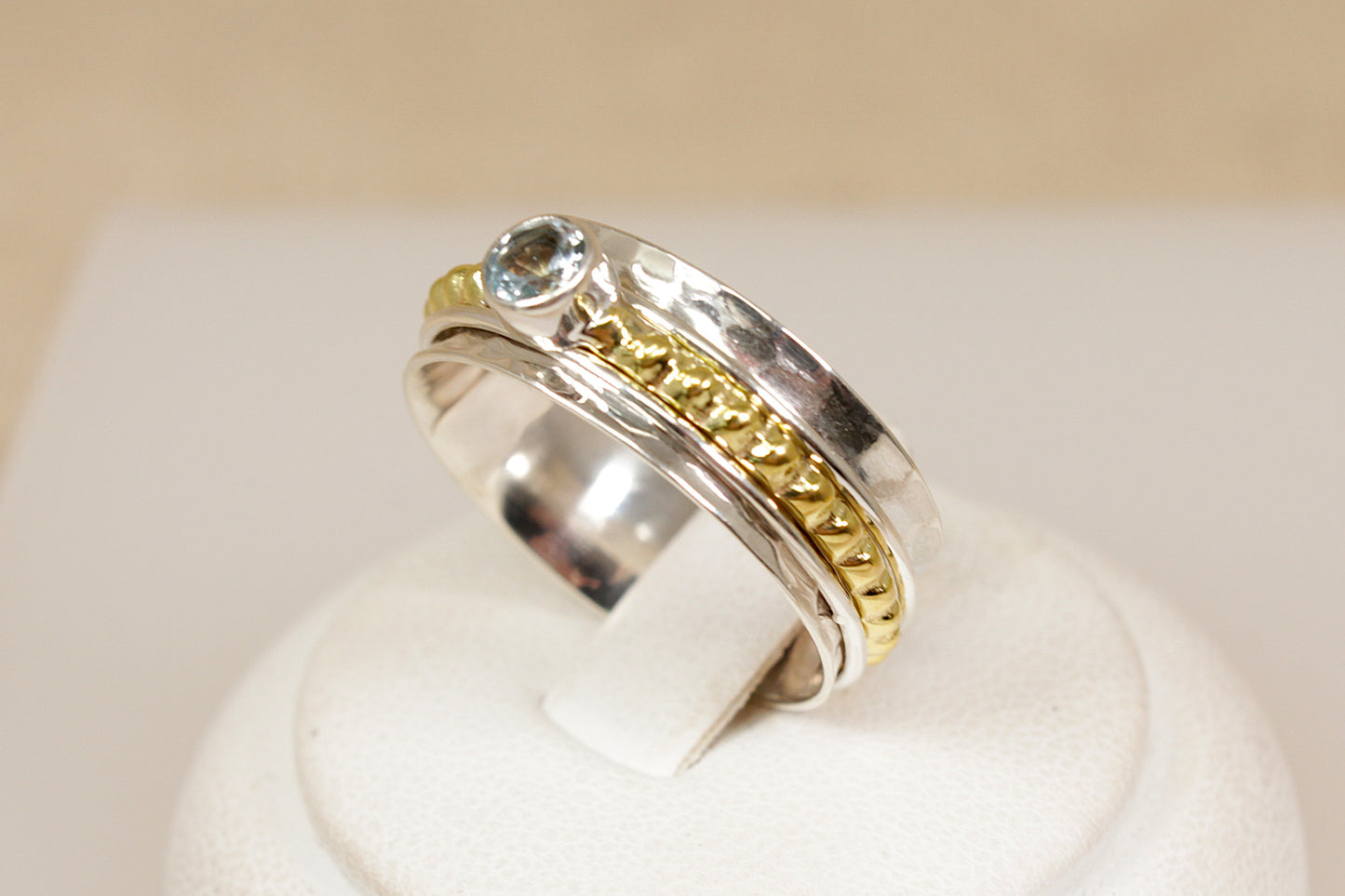 Silver and Blue Topaz Spinner Ring